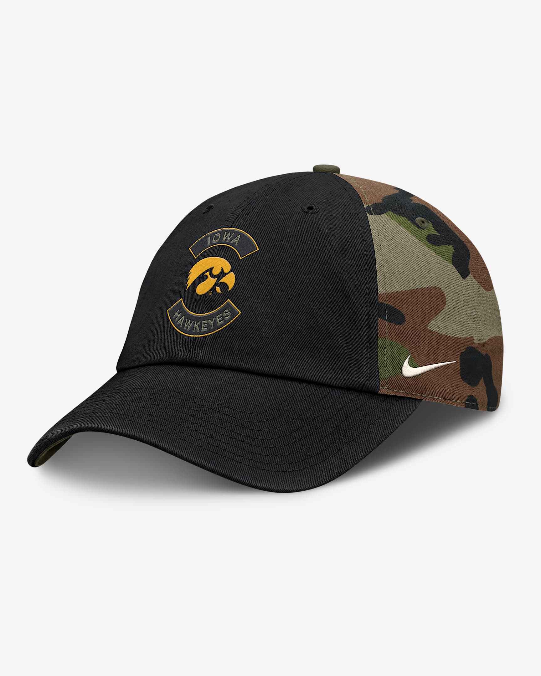 Iowa 2025 Military Appreciation Club Men's Nike College Adjustable Hat - Camo Green