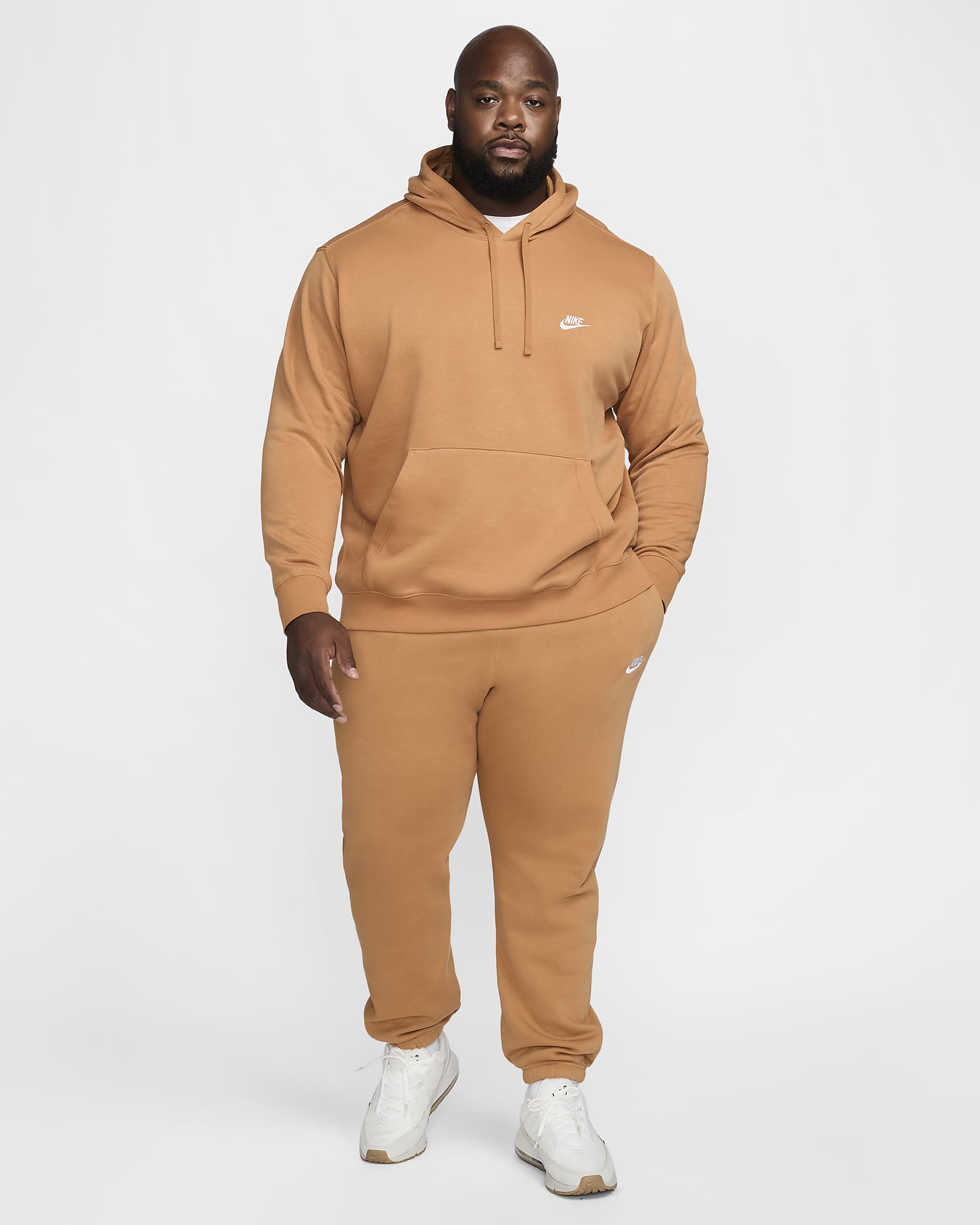 Felpa pullover con cappuccio Nike Sportswear Club Fleece - Flax/Flax/Bianco