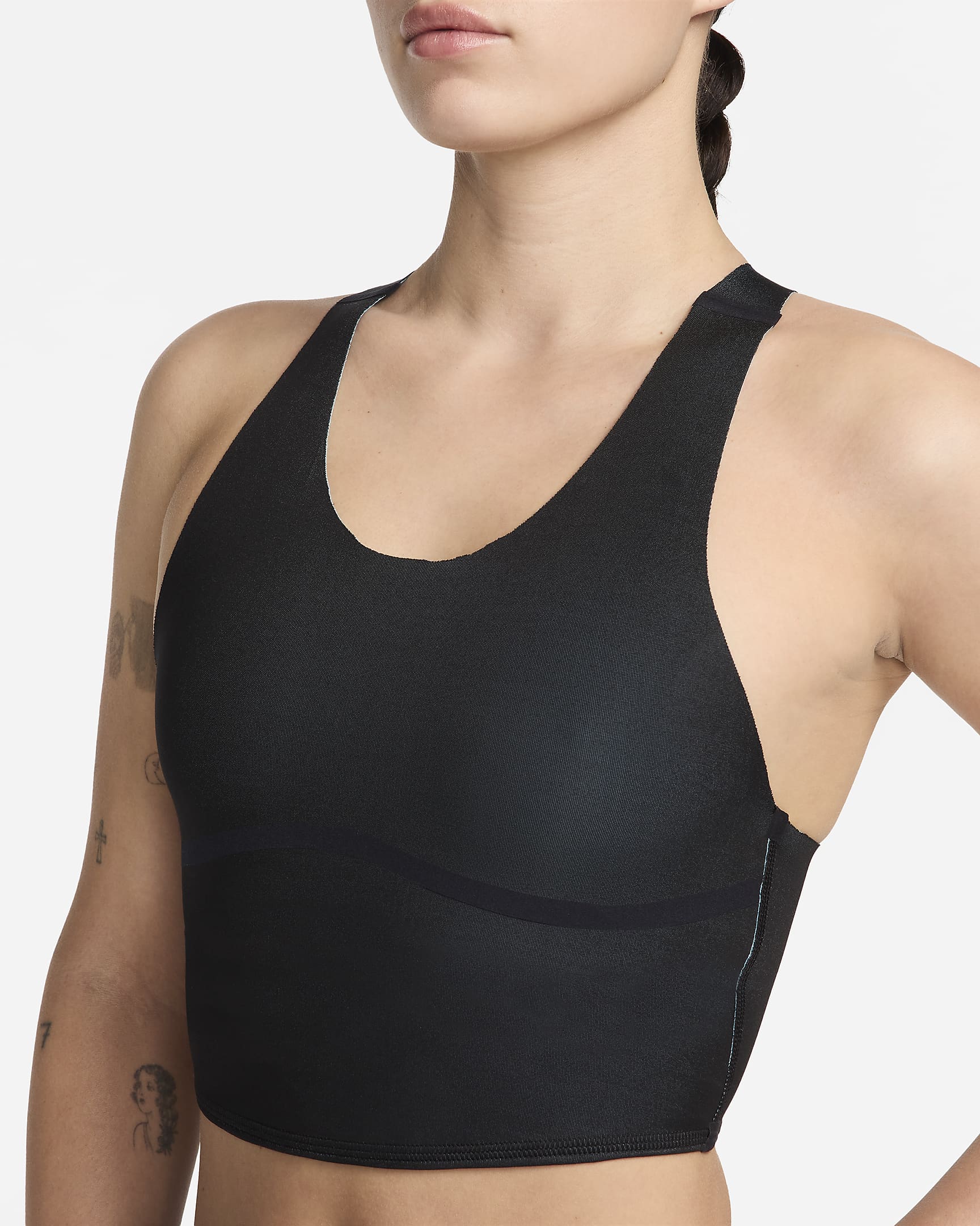 Top de midkini reversible para mujer Nike Swim Fusion - Negro