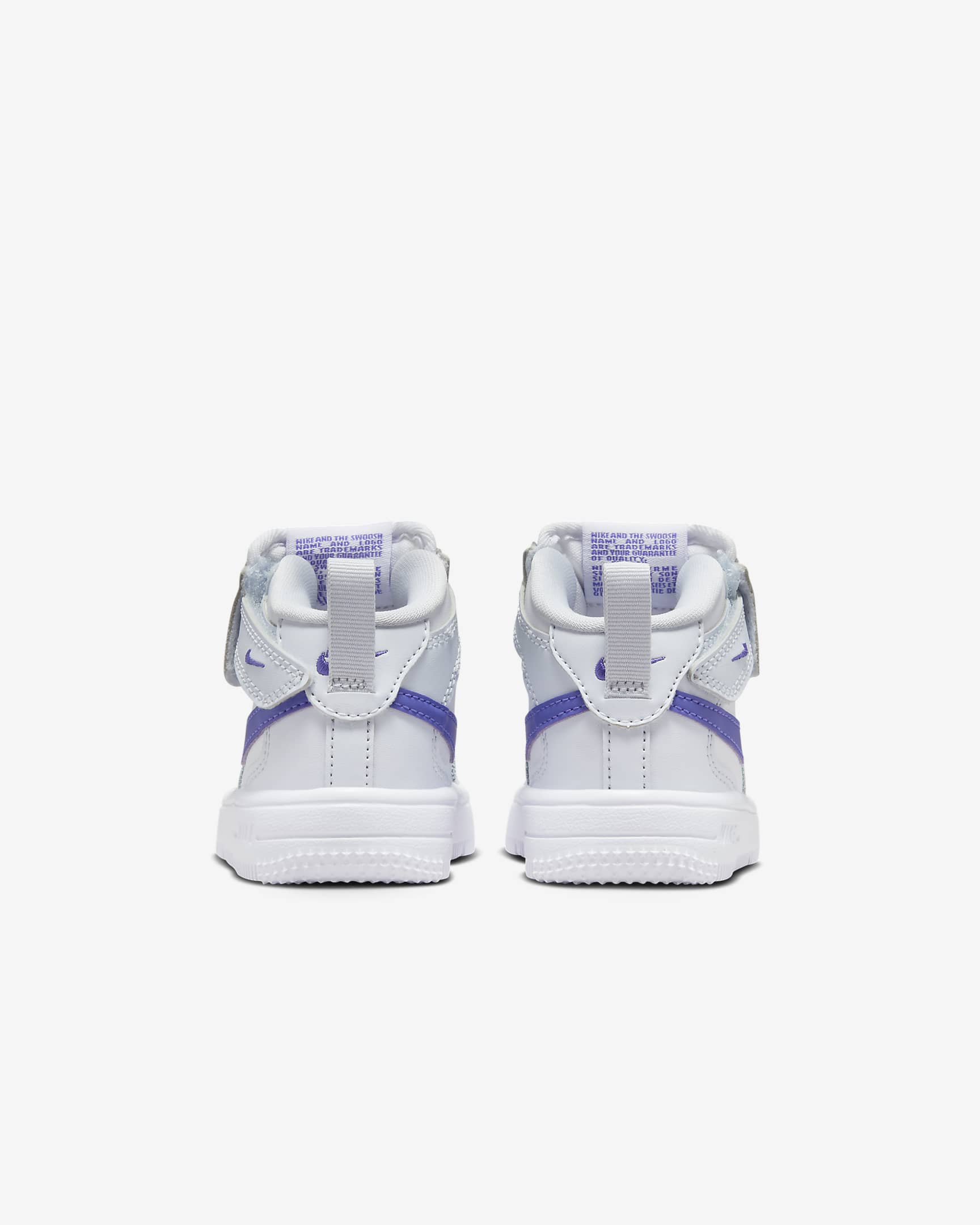 Tenis para bebé e infantil Nike Force 1 Mid EasyOn - Gris fútbol/Blanco/Violeta persa