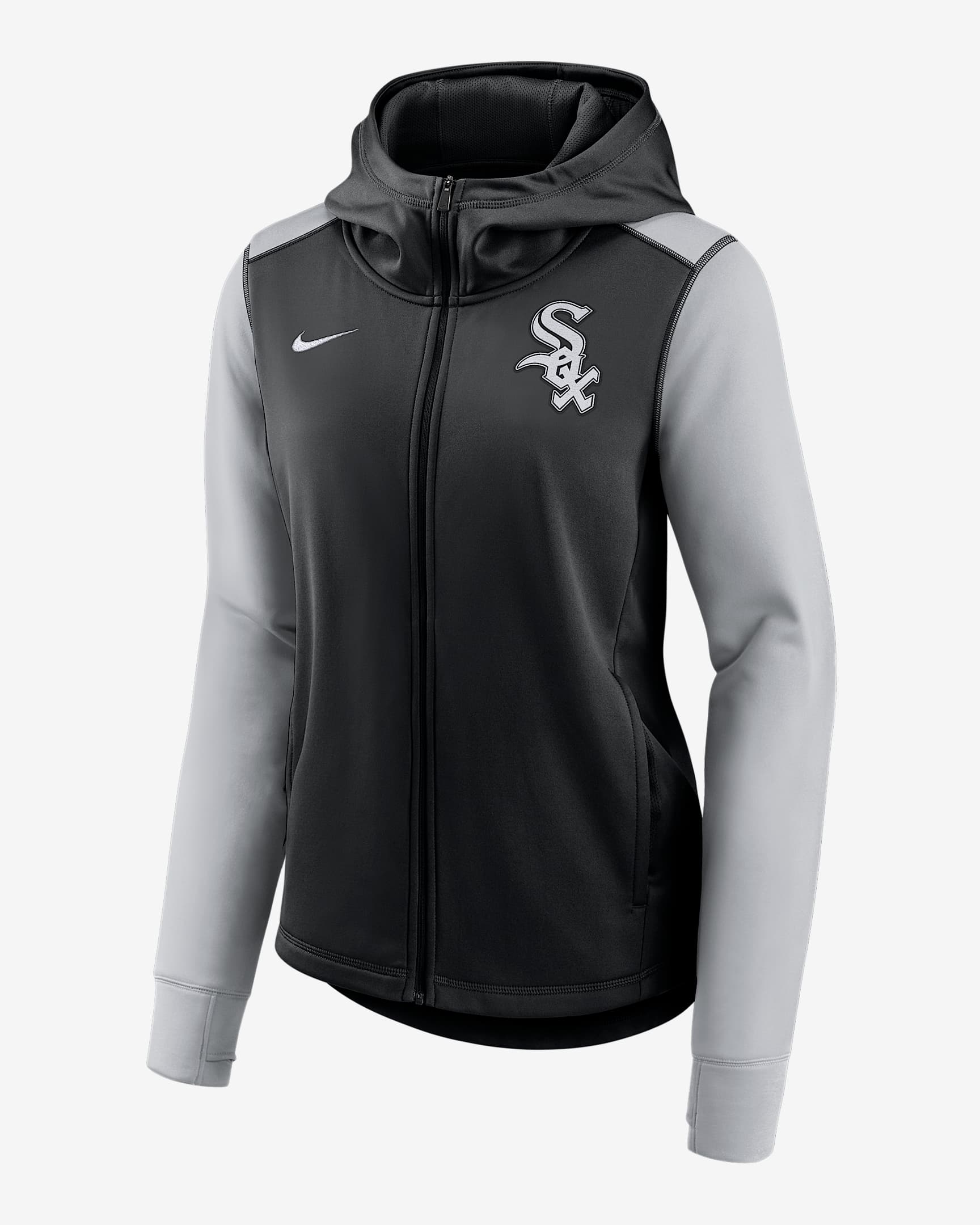 Chicago White Sox Authentic Collection Women's Nike Therma MLB Full-Zip Hoodie - Black