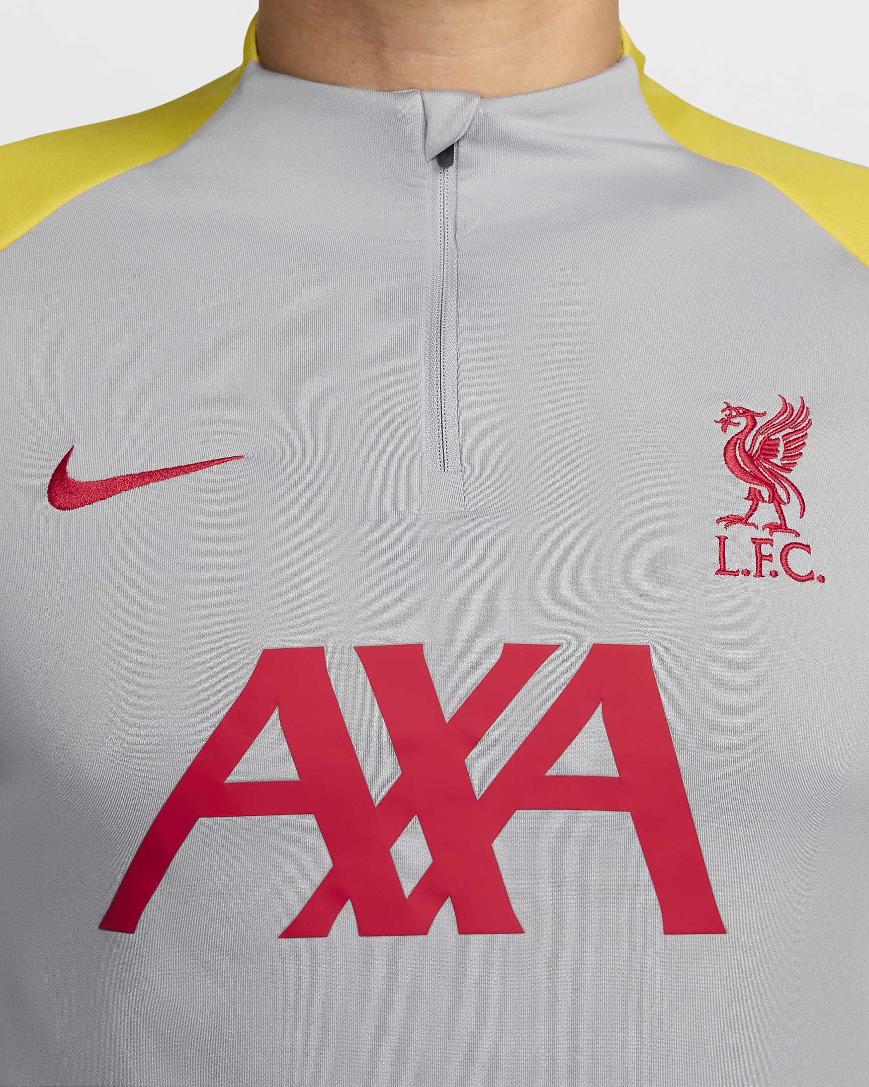 Liverpool F.C. Strike Third Men's Nike Dri-FIT Football Drill Top - Light Smoke Grey/Chrome Yellow/Global Red