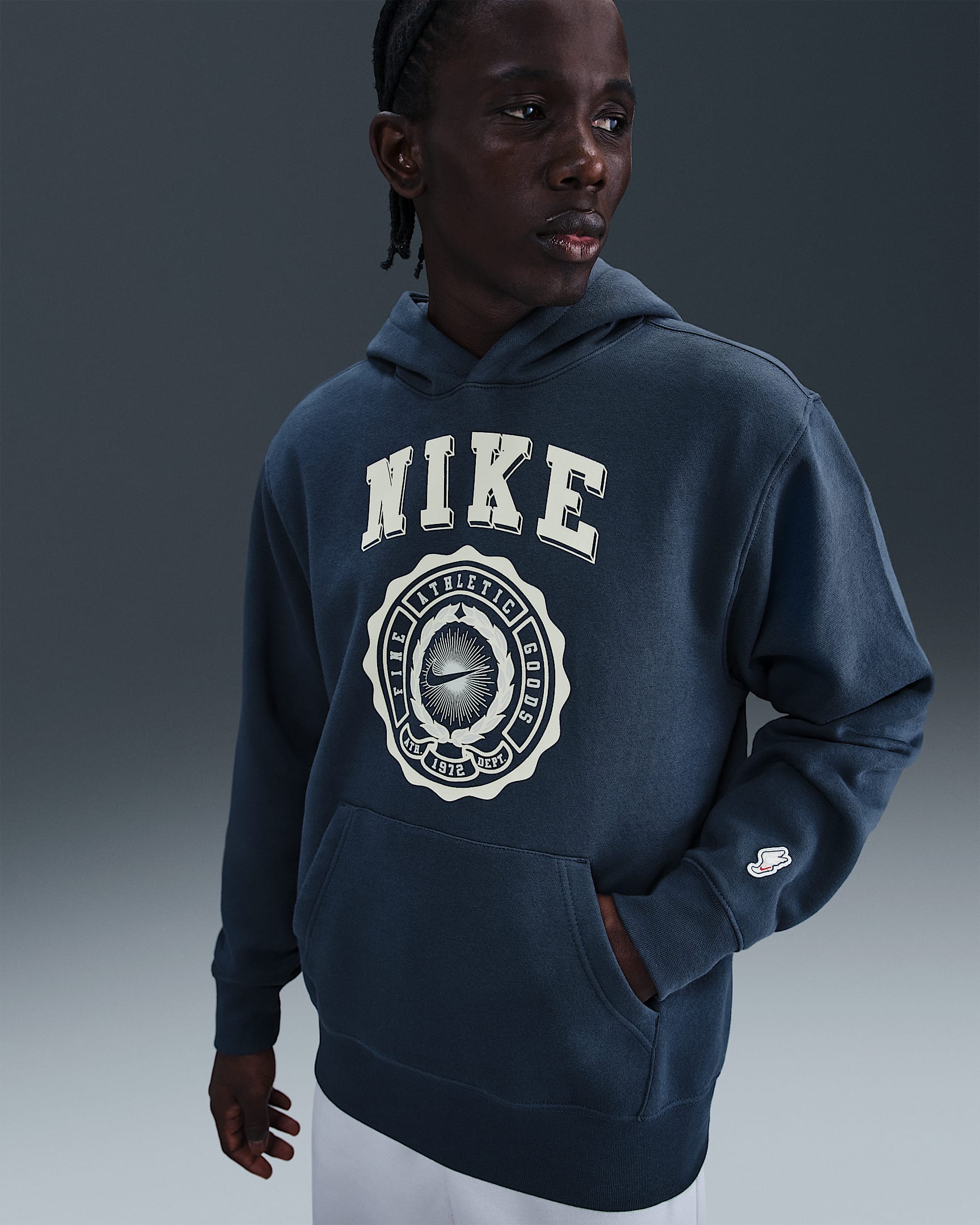 Nike Club Men's Pull-Over Fleece Hoodie - Thunder Blue/Coconut Milk/Sail