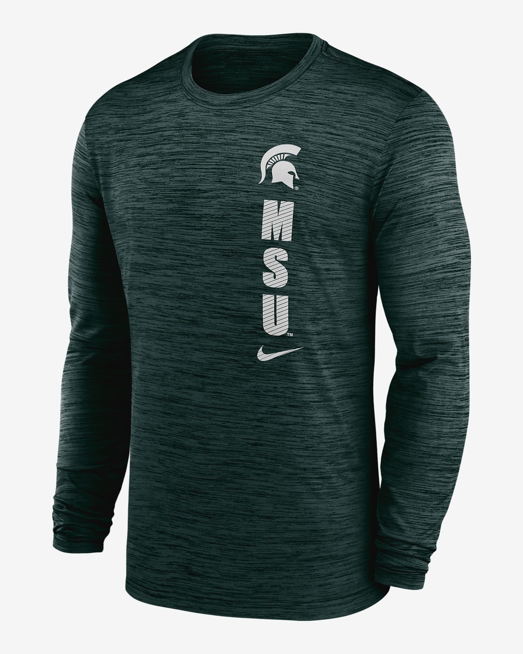 Michigan State Spartans Sideline Velocity Men's Nike Dri-FIT College Long-Sleeve T-Shirt - Green