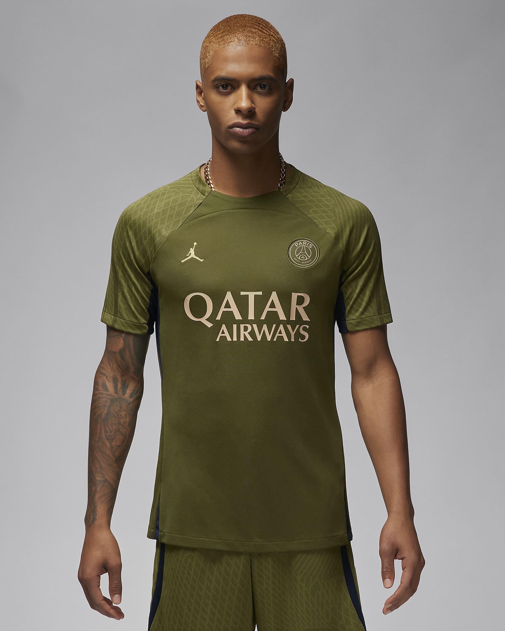 Paris Saint-Germain Strike Fourth Men's Jordan Dri-FIT Football Knit Top - Rough Green/Rough Green/Dark Obsidian/Hemp