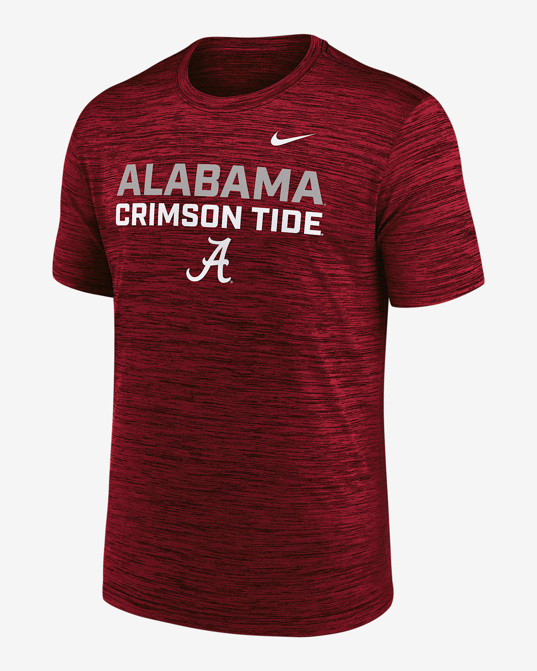Playera universitaria Nike Dri-FIT para hombre Alabama Campus Center Stack Velocity - Carmesí