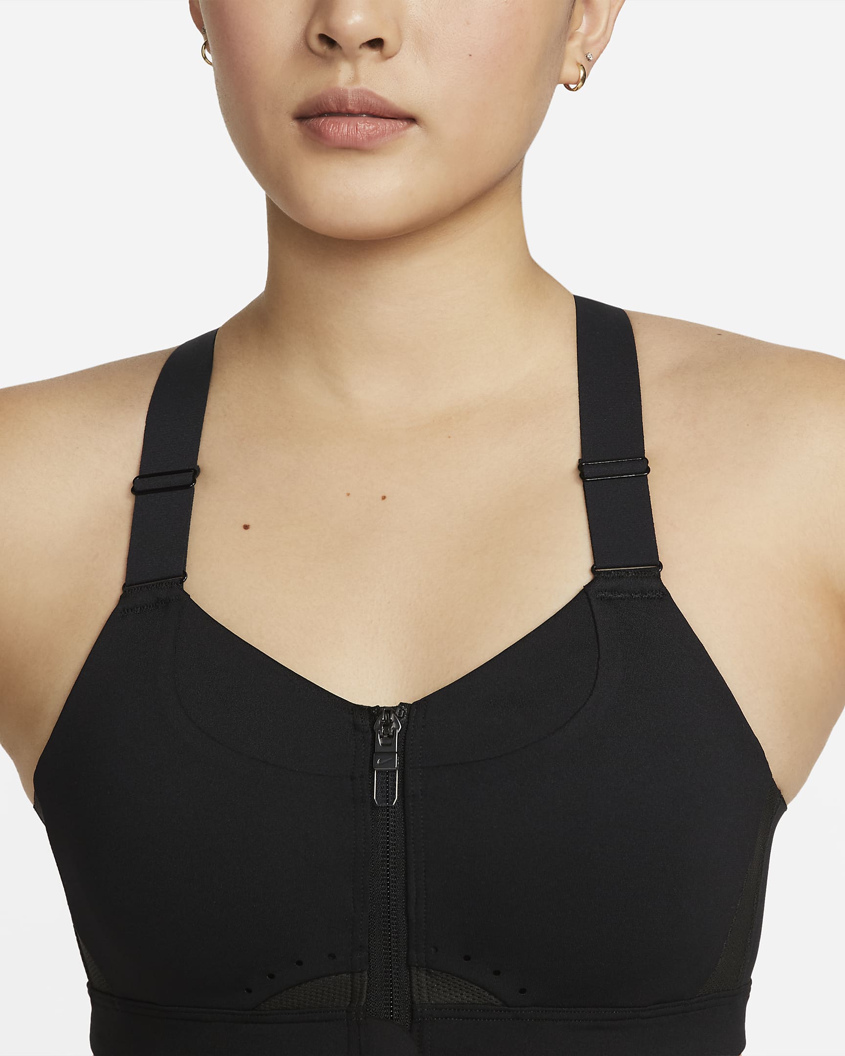 Nike Alpha Women's High-Support Padded Zip-Front Sports Bra - Black/Black/Dark Smoke Grey/Dark Smoke Grey