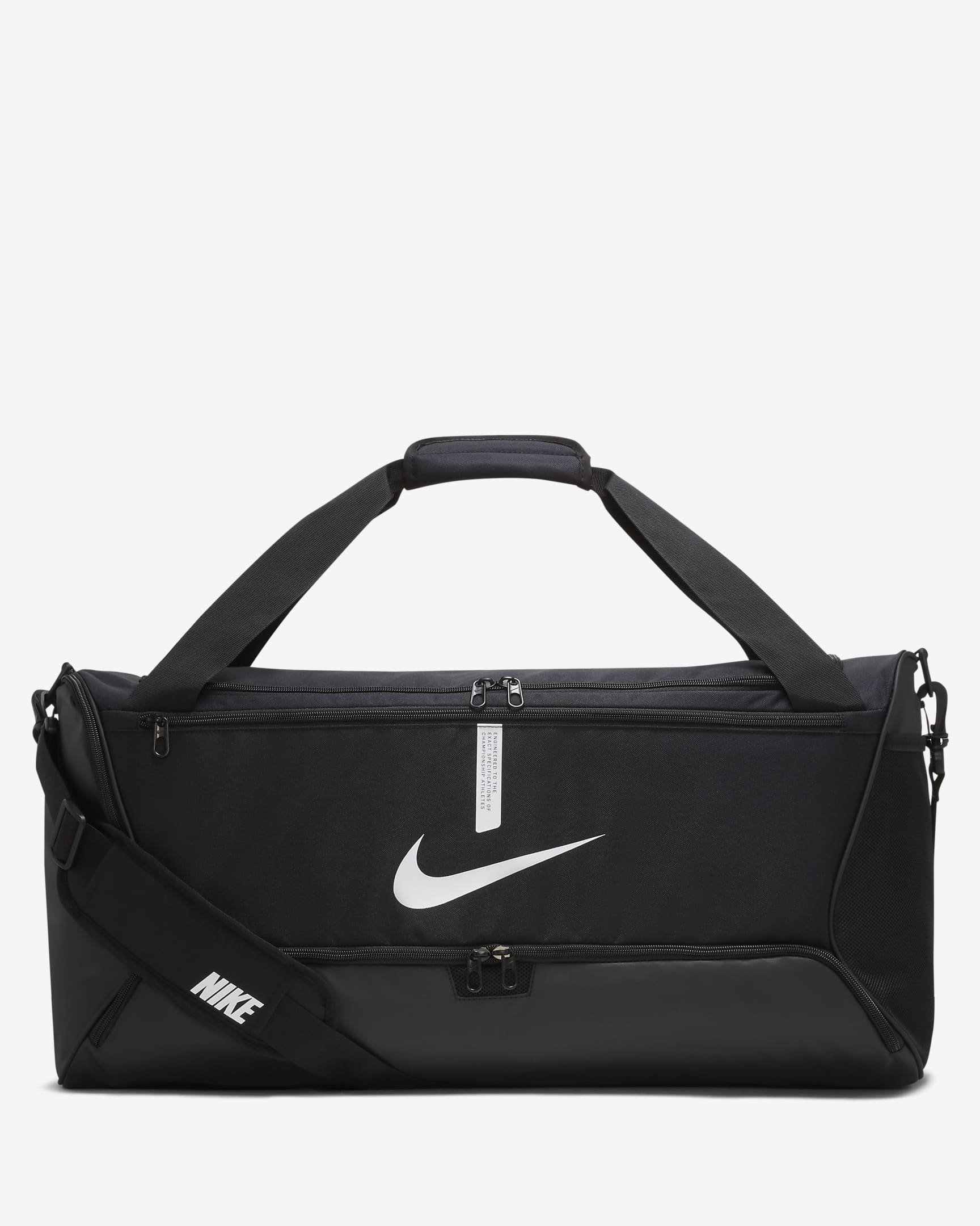 Nike Academy Team Football Duffel Bag (Medium, 60L) - Black/Black/White