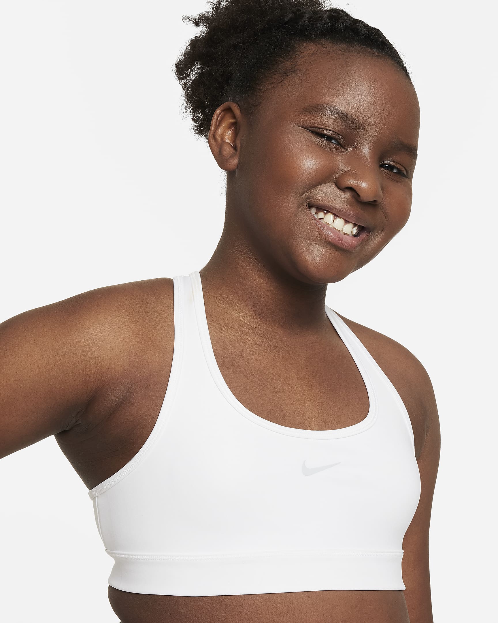 Brassière de sport Nike Swoosh pour Fille plus âgée (taille élargie) - Blanc/Pure Platinum