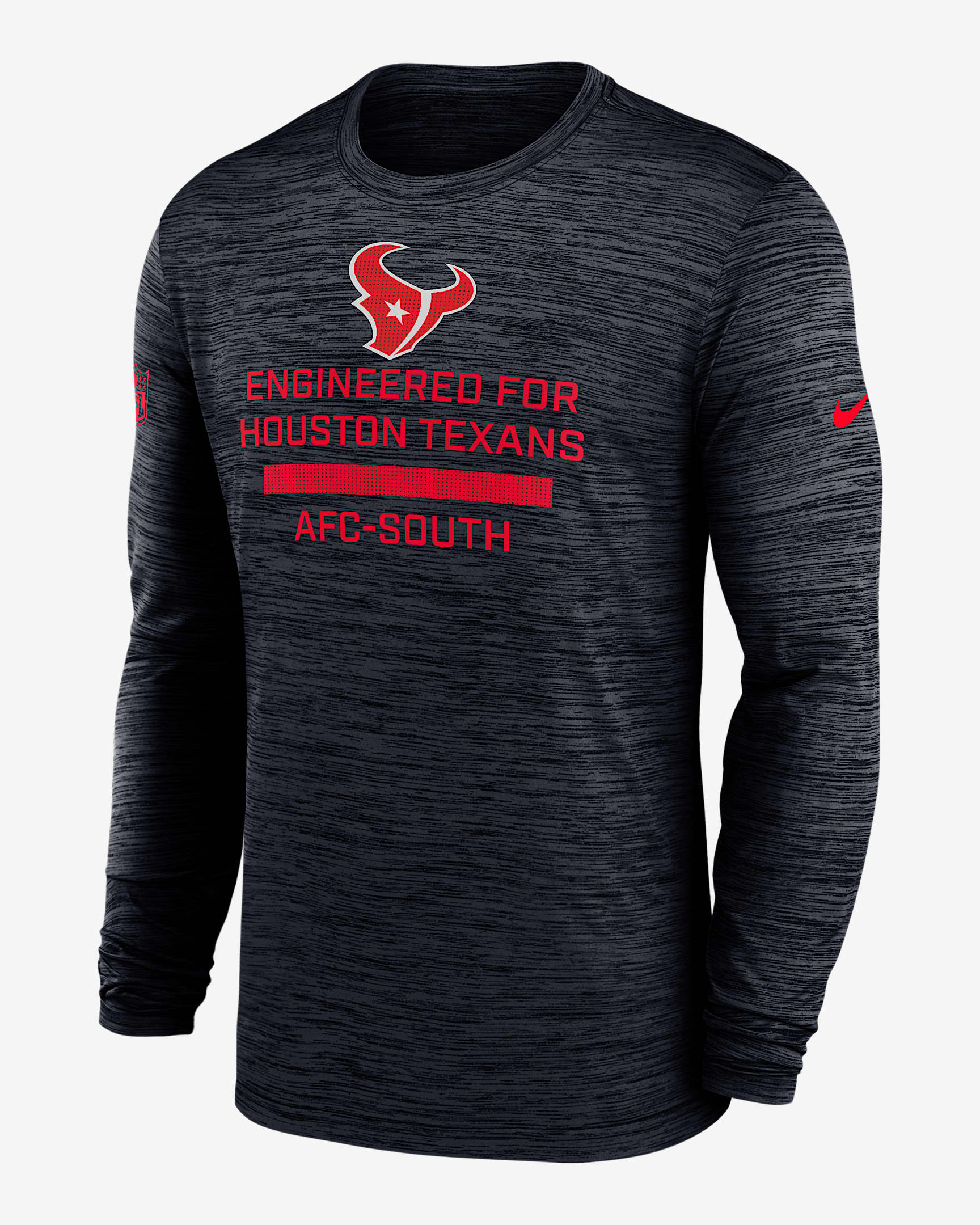 Houston Texans Sideline Team Issue Velocity Men's Nike Dri-FIT NFL Long-Sleeve T-Shirt - Blue