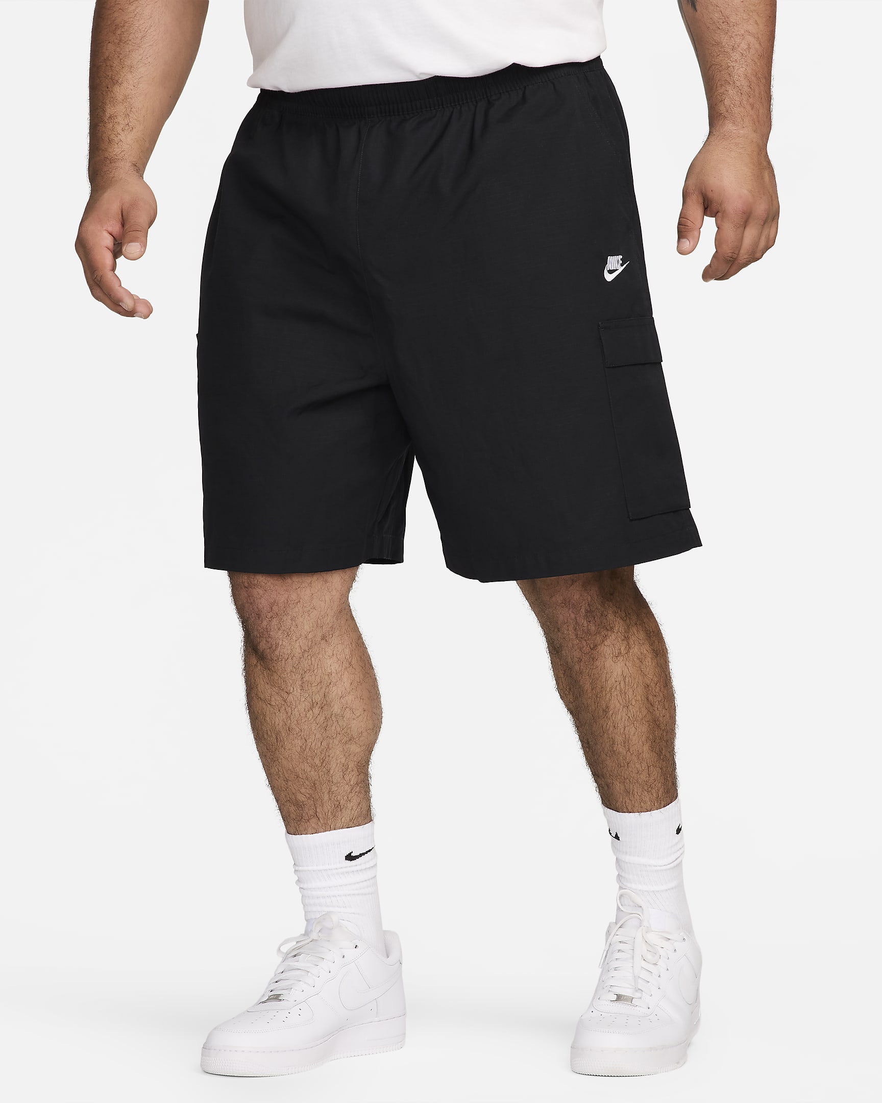 Short cargo tissé Nike Club pour homme - Noir/Blanc