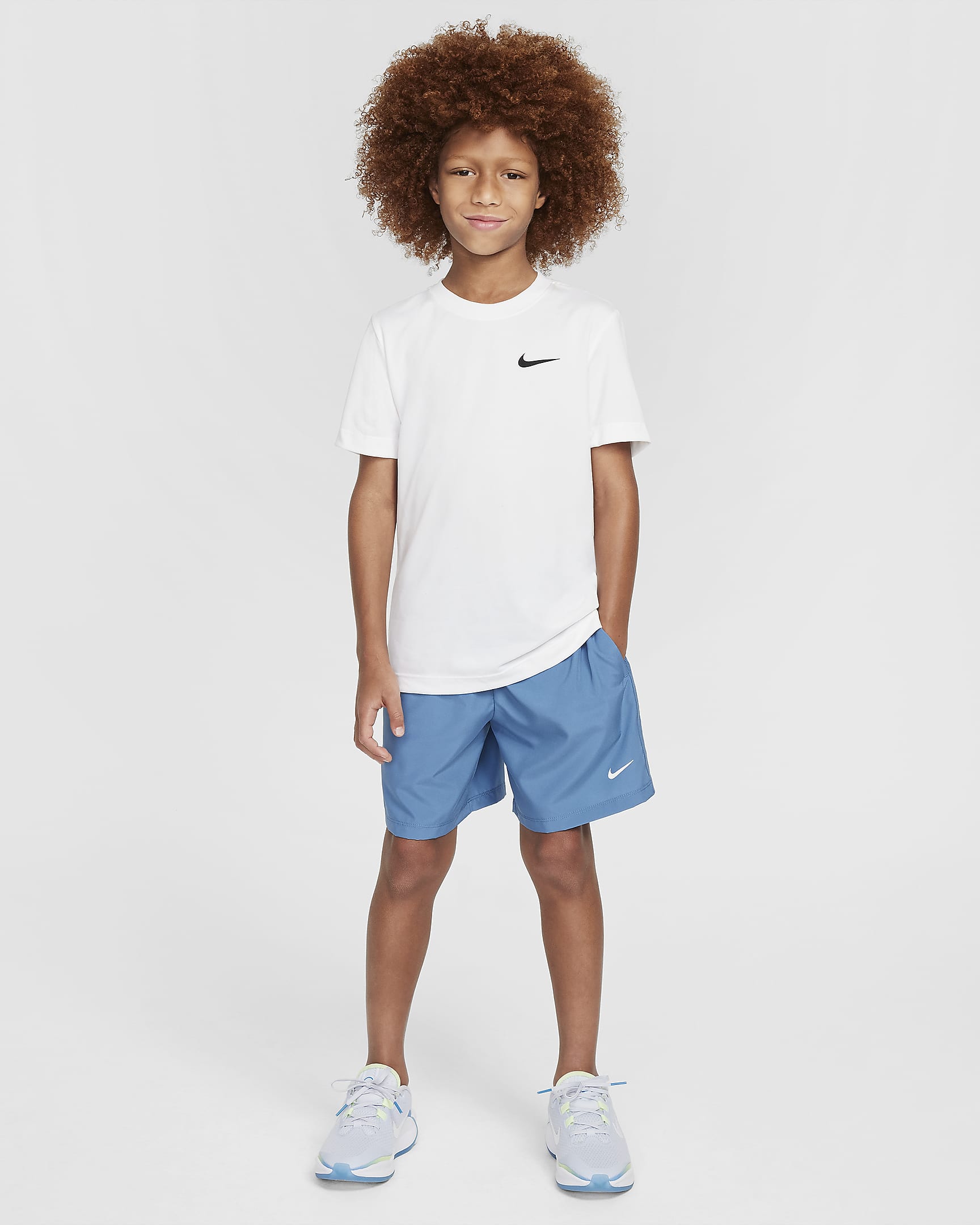 Nike Multi Older Kids' (Boys') Dri-FIT Training Shorts - Aegean Storm/White