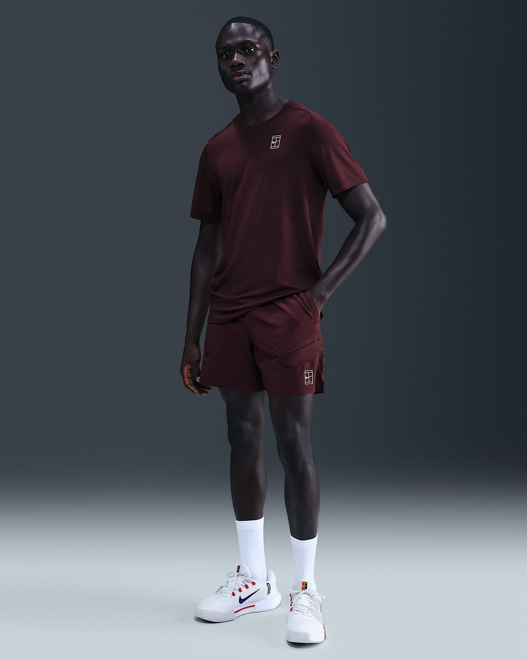 NikeCourt Advantage Men's Dri-FIT 6" Tennis Shorts - Burgundy Crush/White