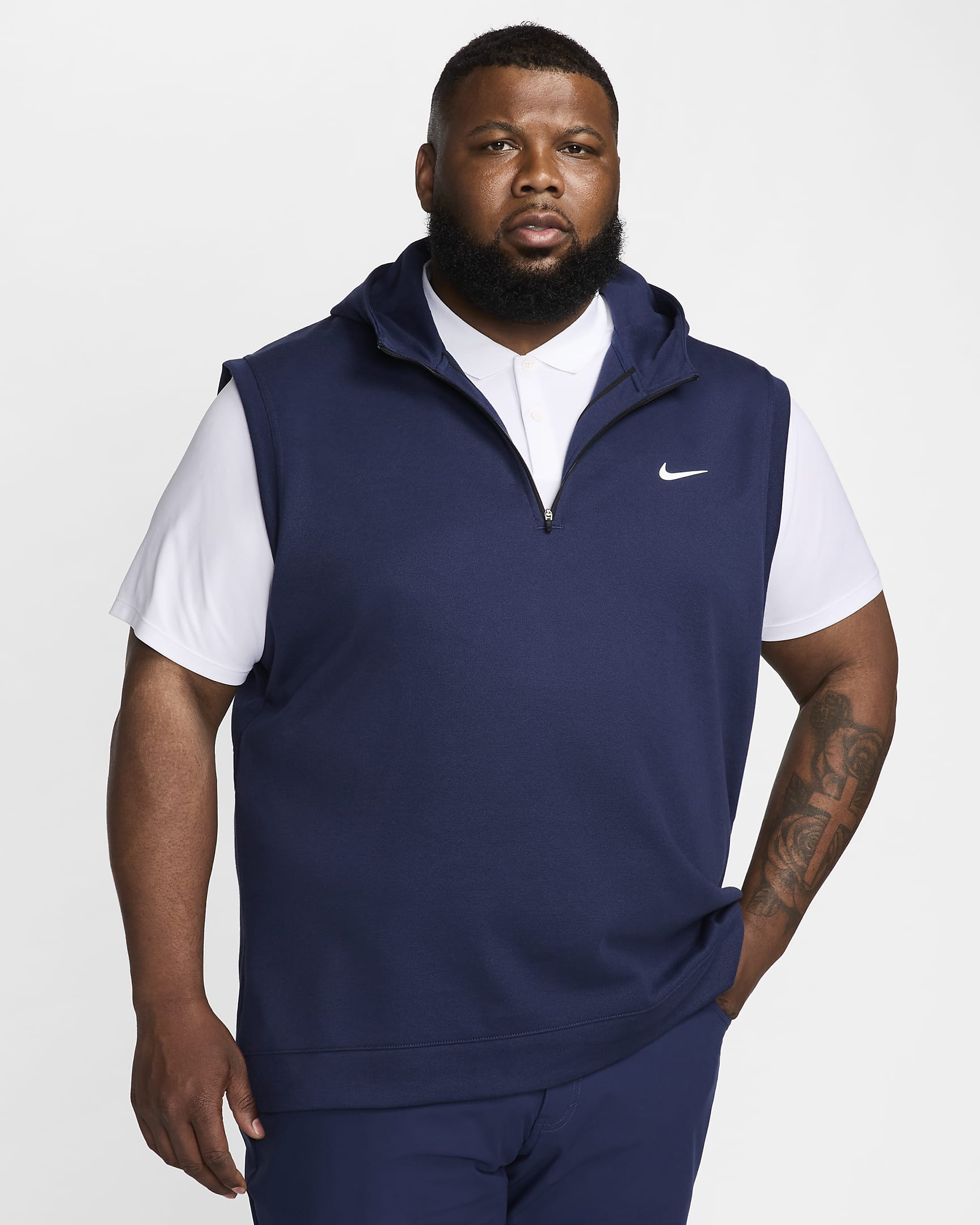 Veste sans manches de golf à capuche Nike Tour pour homme - Midnight Navy/Blanc