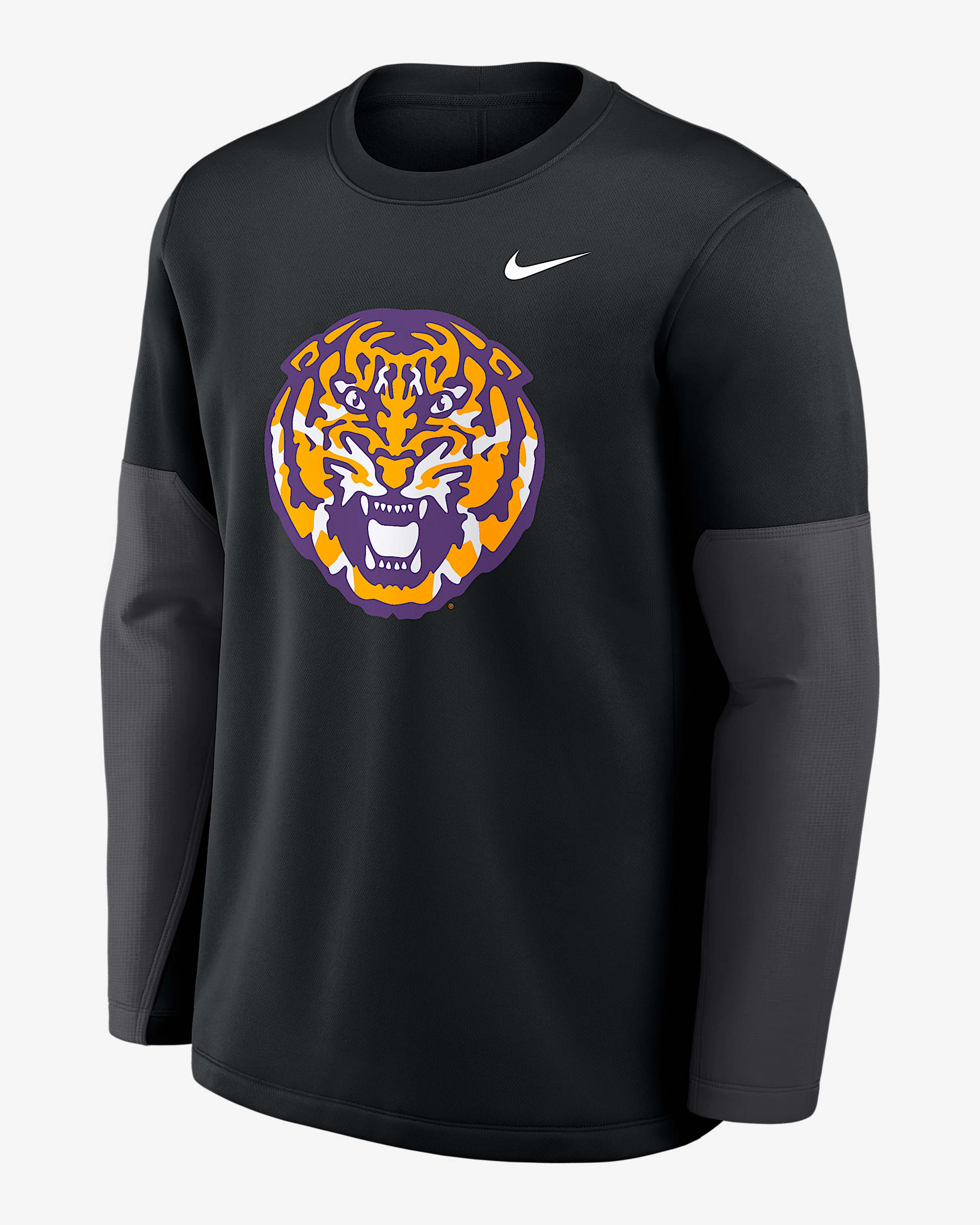 Playera de manga larga universitaria Nike Therma-FIT para hombre LSU Sideline Coach - Negro