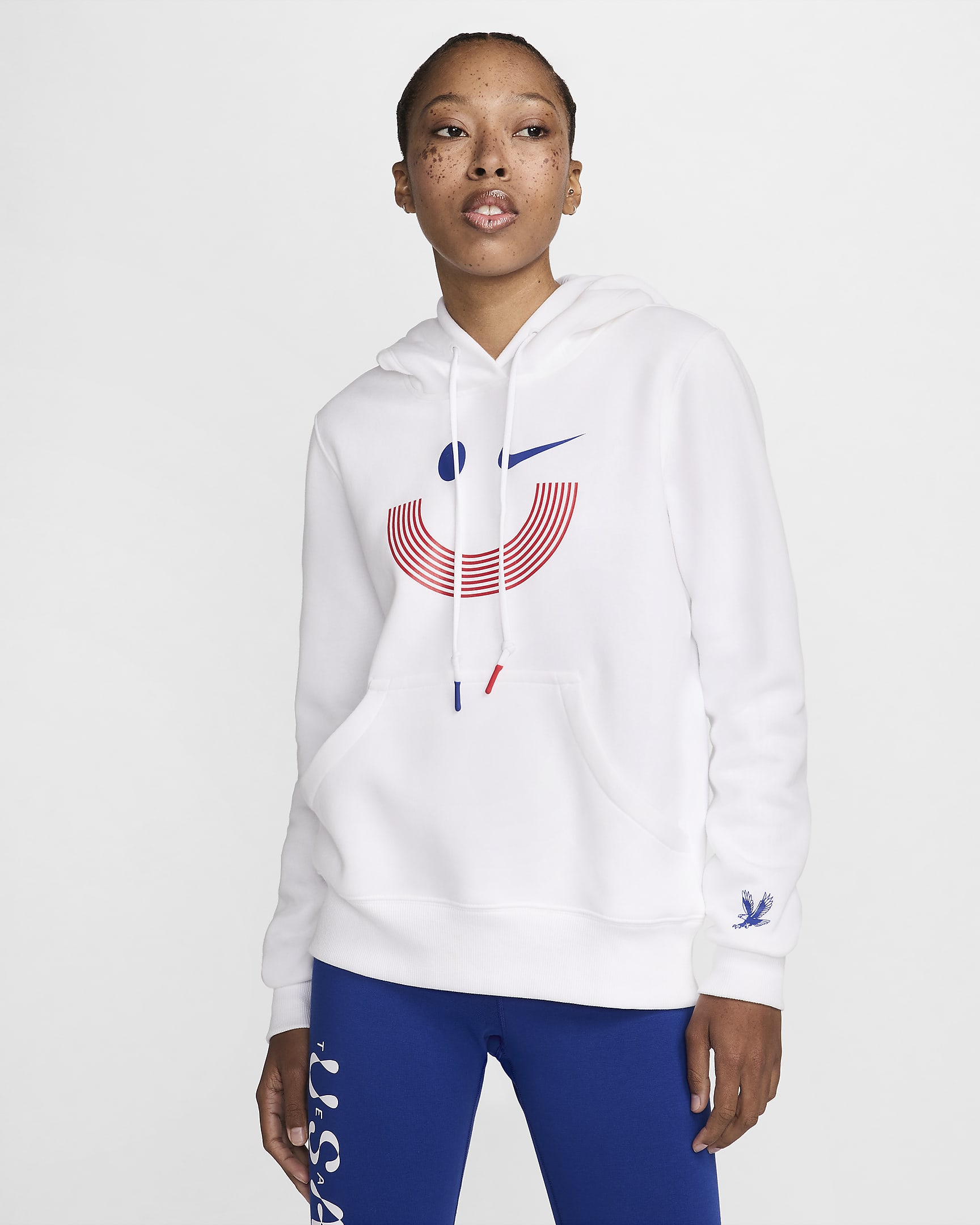 Dámská mikina Nike USA Phoenix Fleece s kapucí - Bílá/Old Royal