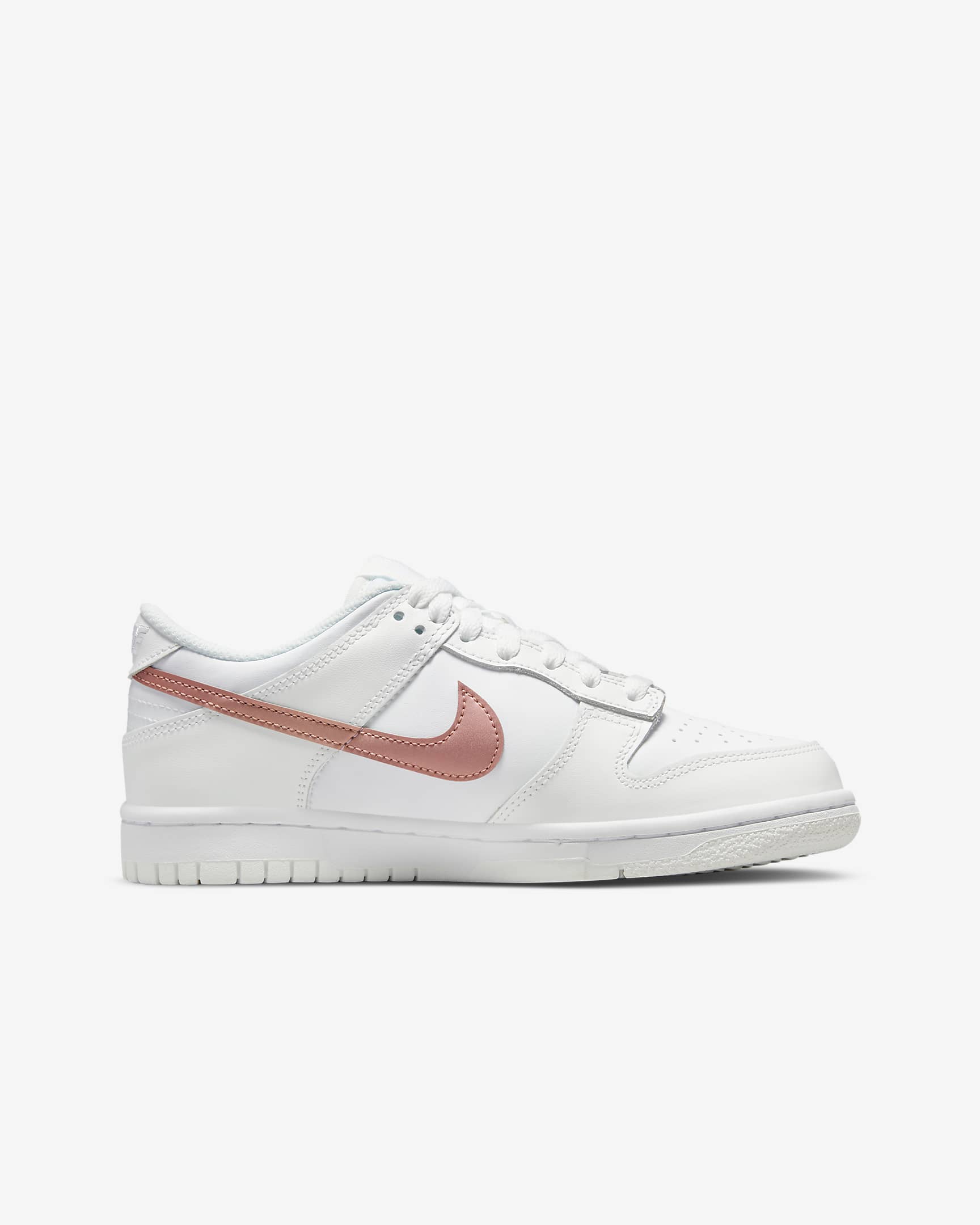 Nike Dunk Low Older Kids' Shoes - White/Summit White/Metallic Red Bronze