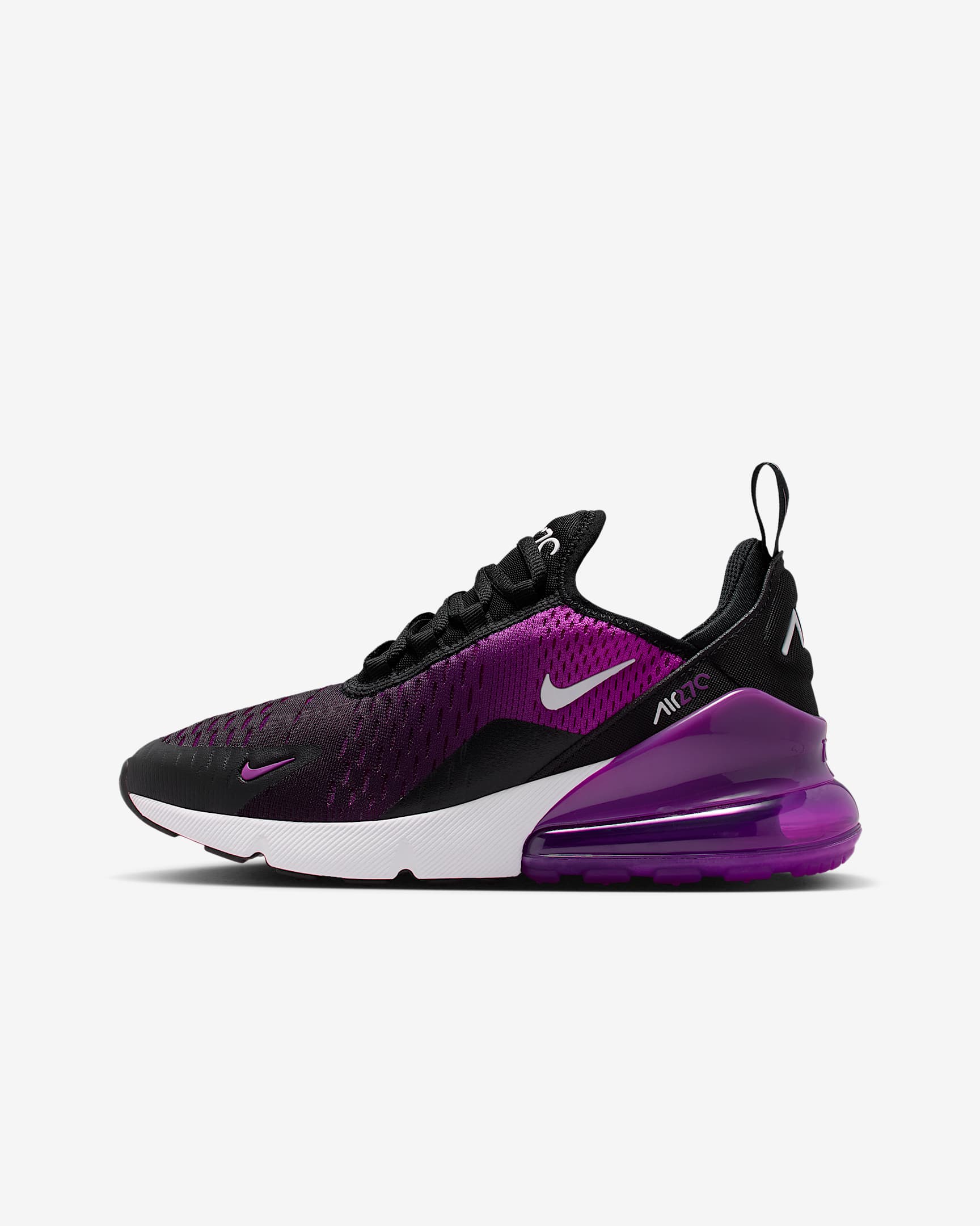Nike Air Max 270 Big Kids' Shoes - Black/Vivid Purple/White