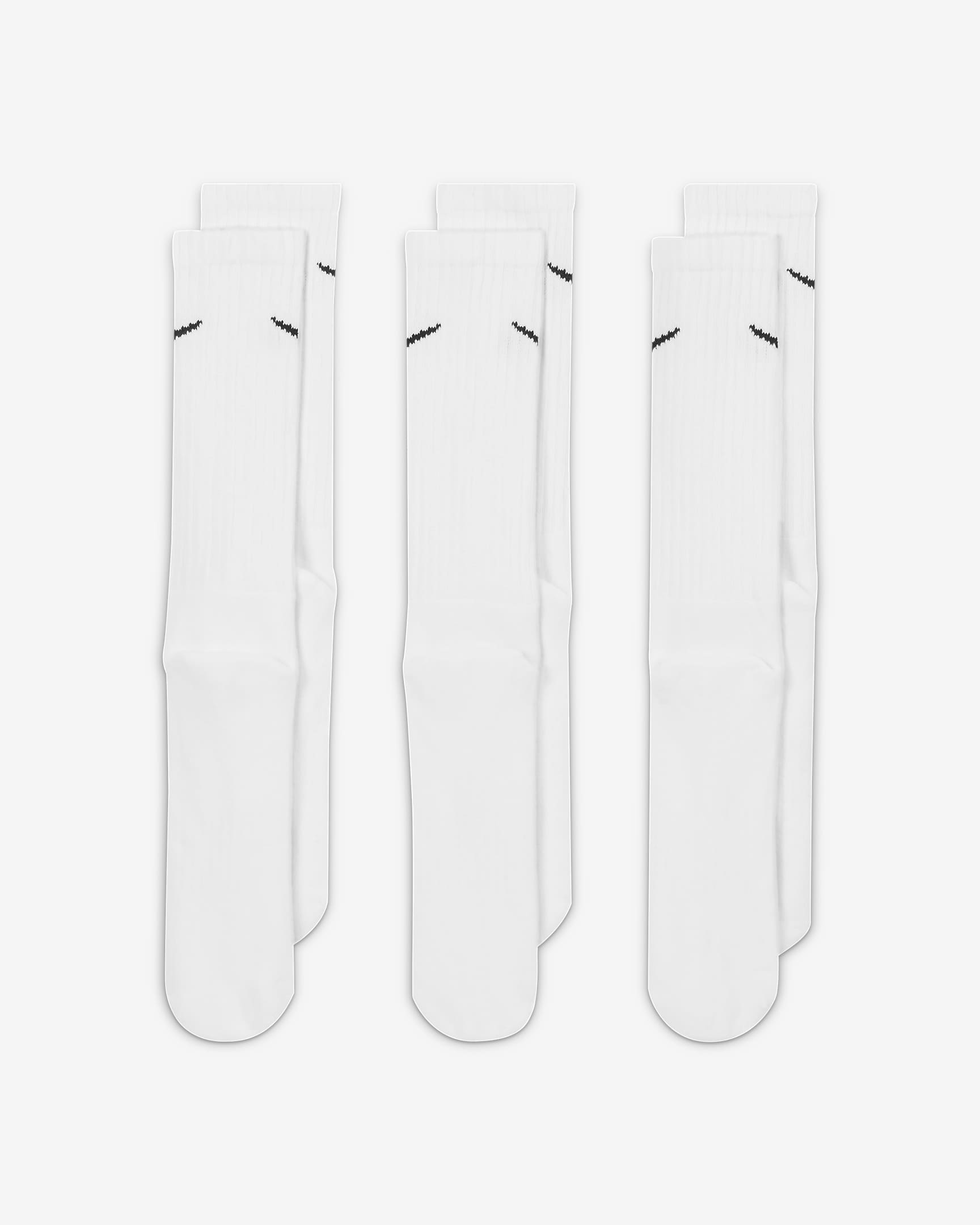 Chaussettes de training mi-mollet Nike Cushioned (3 paires) - Blanc/Noir