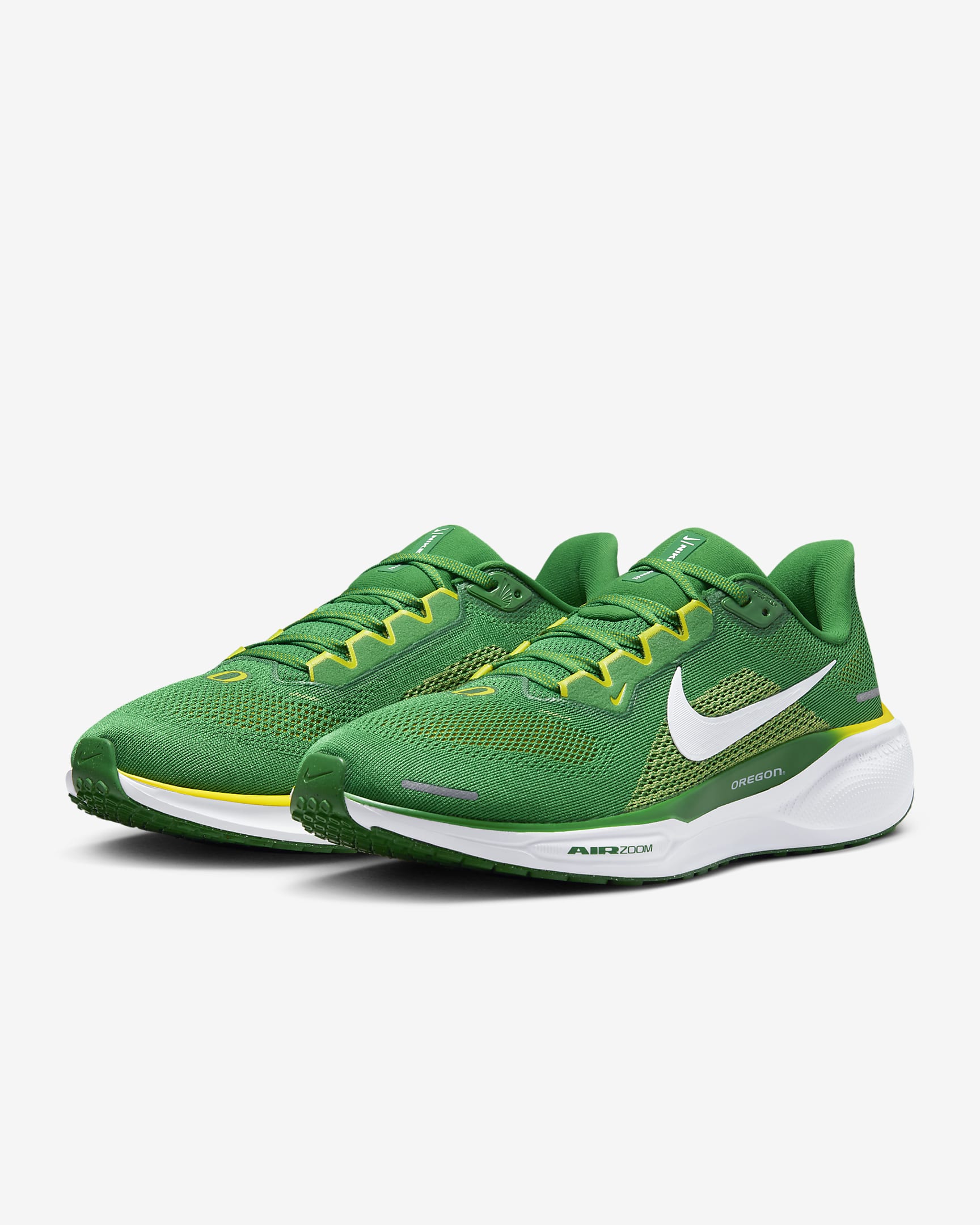 Tenis de correr en pavimento universitarios Nike para hombre Oregon Pegasus 41 - Verde manzana/Blanco/Amarillo strike/Blanco