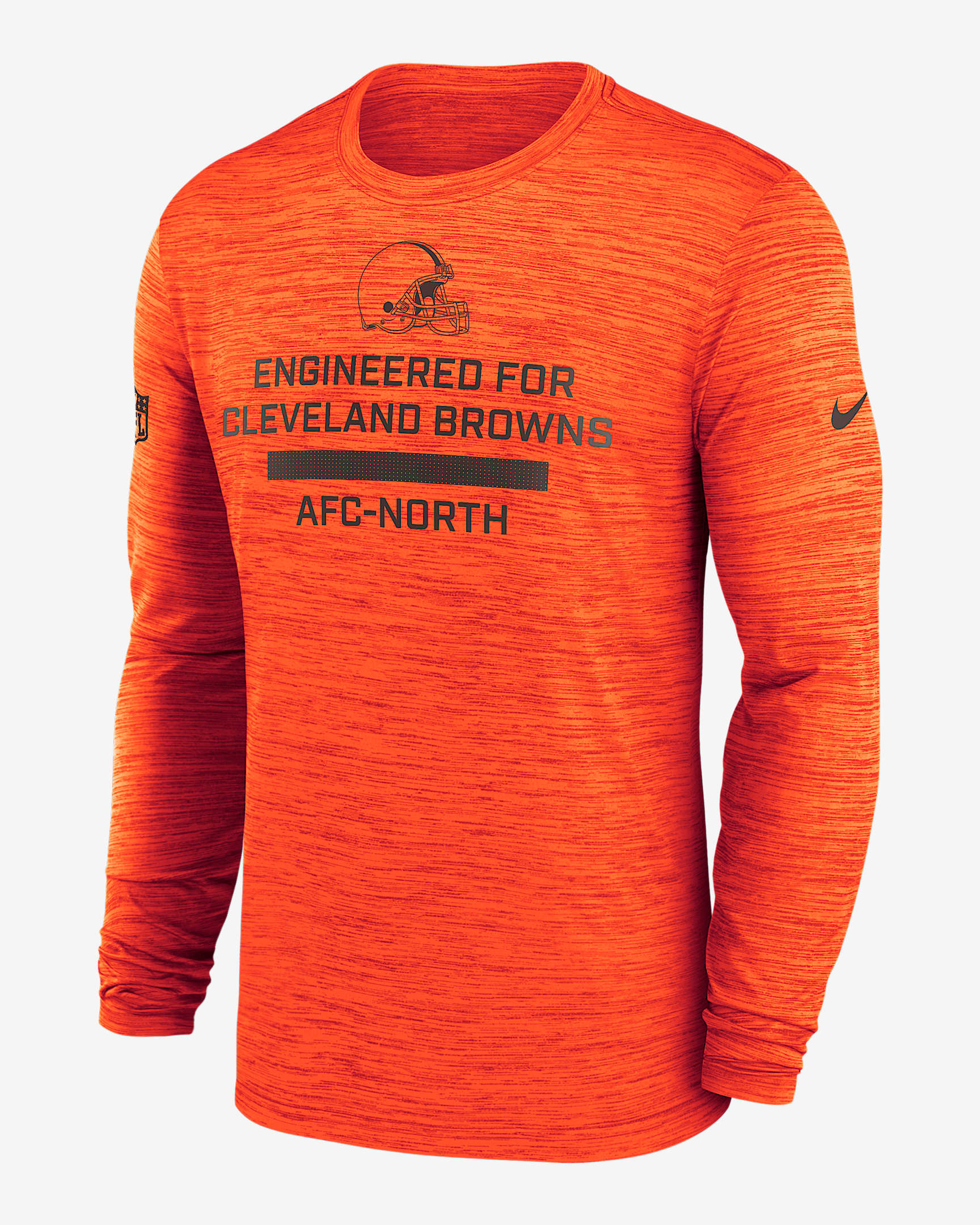 Playera de manga larga Nike Dri-FIT de la NFL para hombre Cleveland Browns Sideline Team Issue Velocity - Naranja