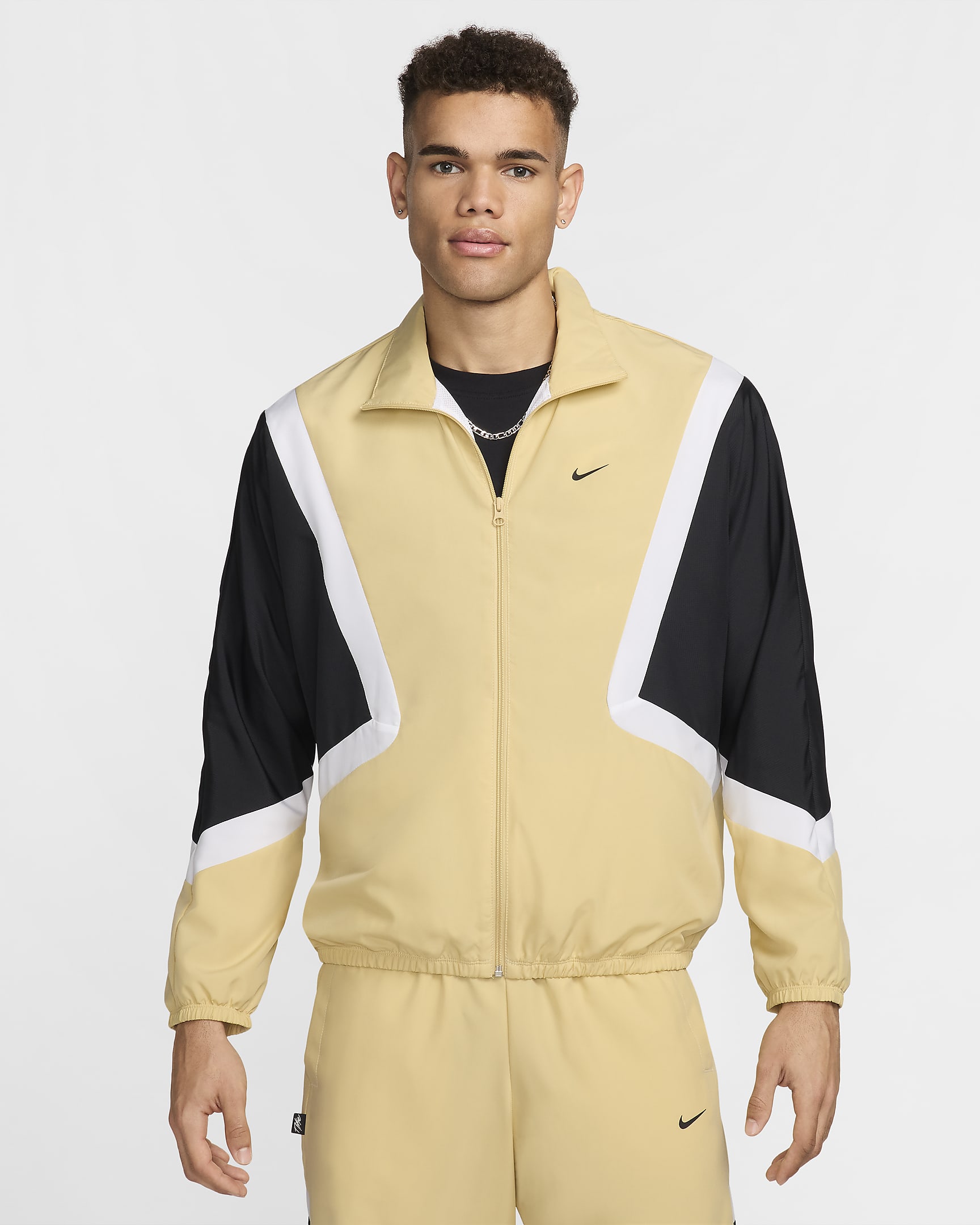 Chamarra de básquetbol de tejido Woven para hombre Nike Icon - Oro team/Negro/Blanco/Negro