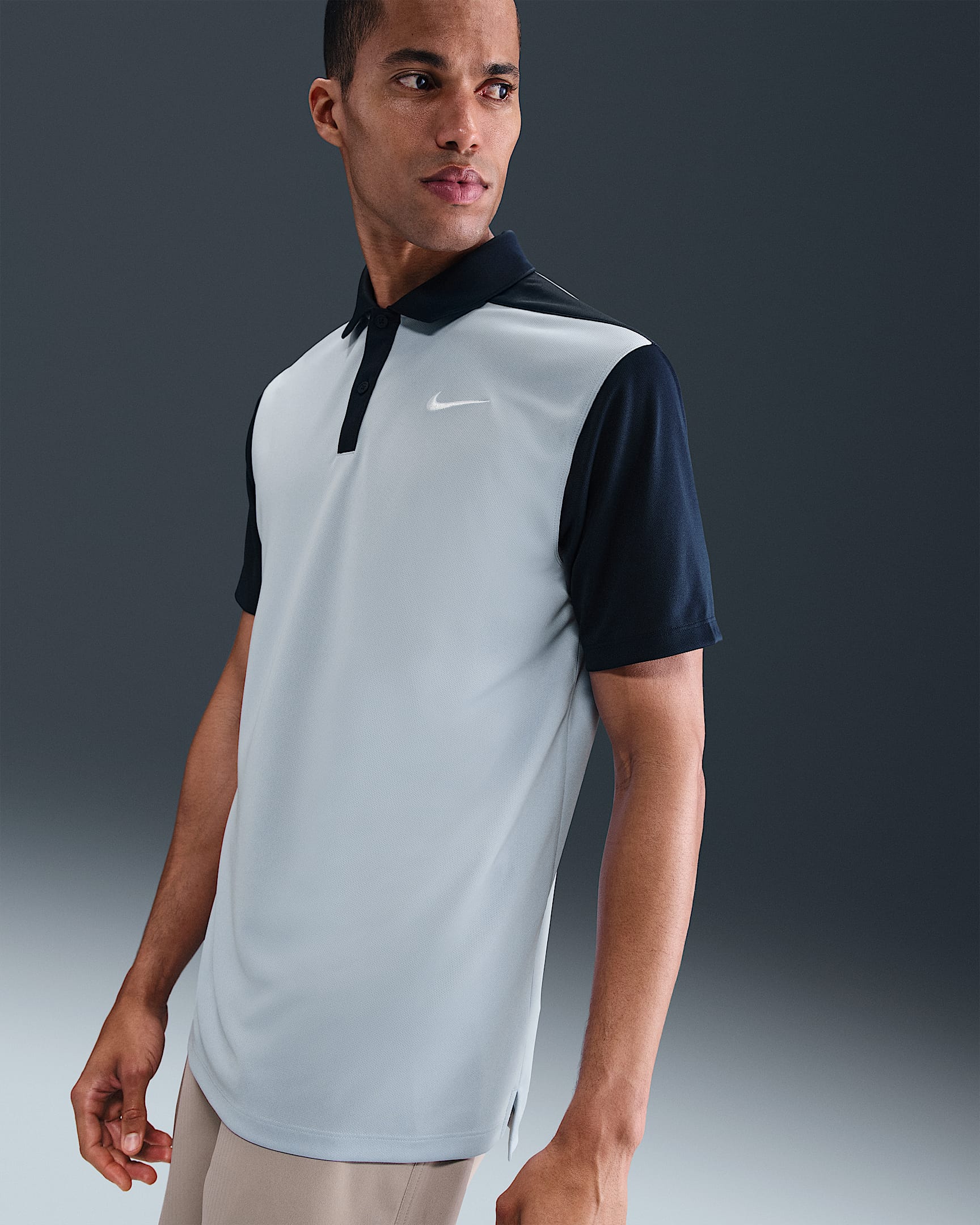 Polo da golf Dri-FIT Nike Victory+ – Uomo - Light Armory Blue/Ossidiana/Bianco