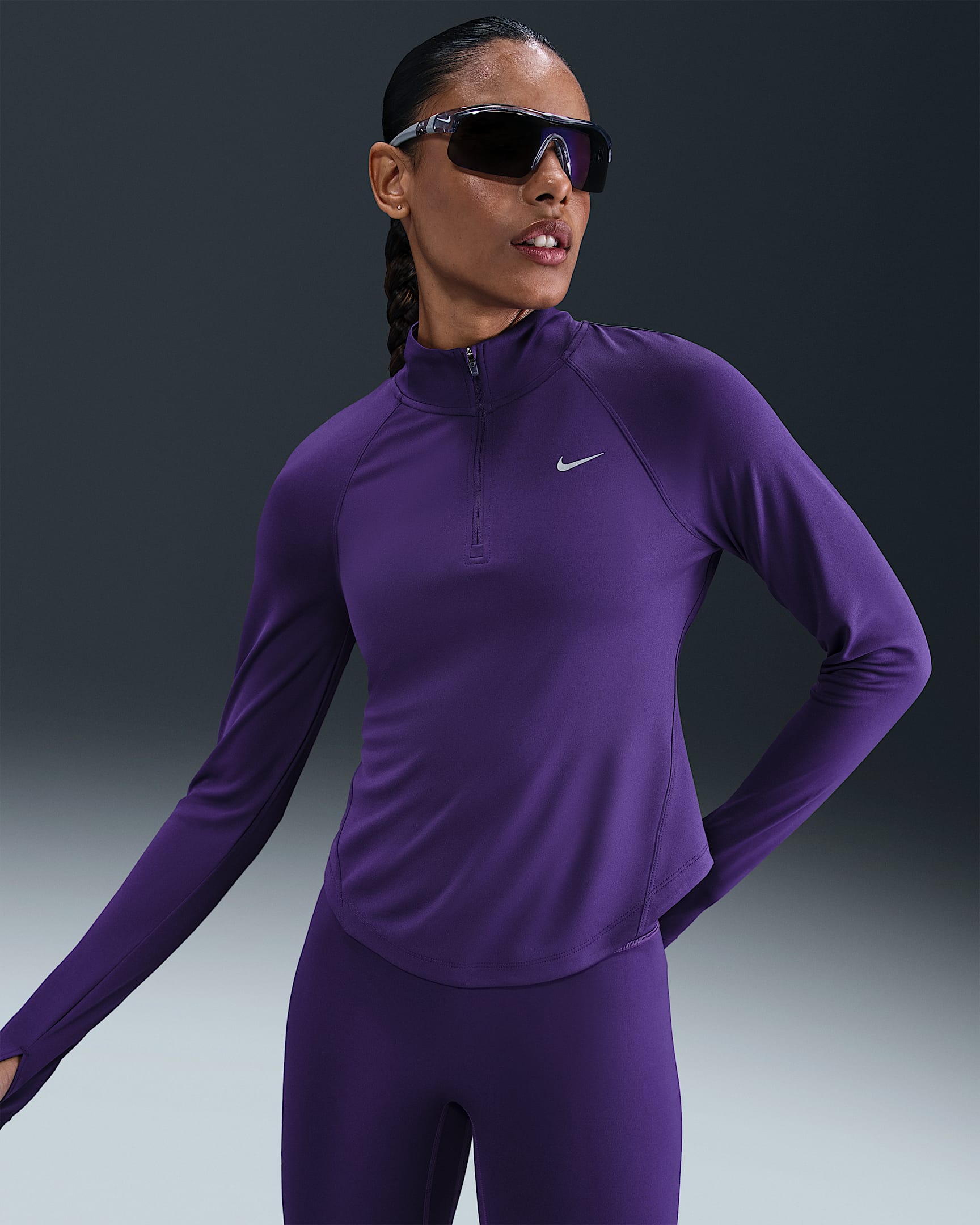 Nike Tempo Dri-FIT Lauf-Tanktop mit Viertelreißverschluss (Damen) - Court Purple