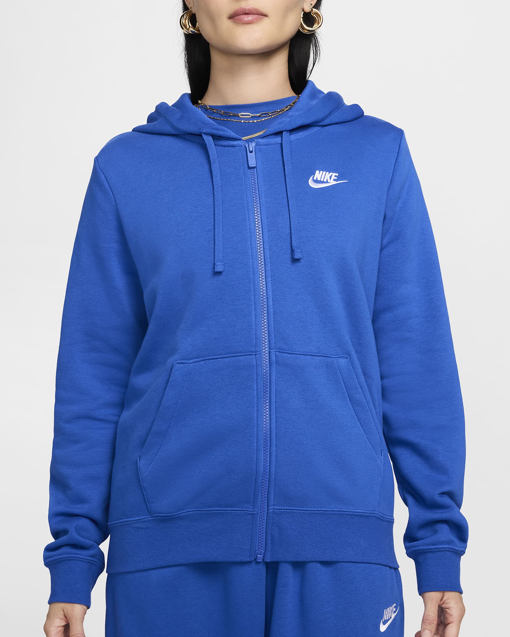 Sudadera con gorro de cierre completo para mujer Nike Sportswear Club Fleece - Royal juego/Blanco