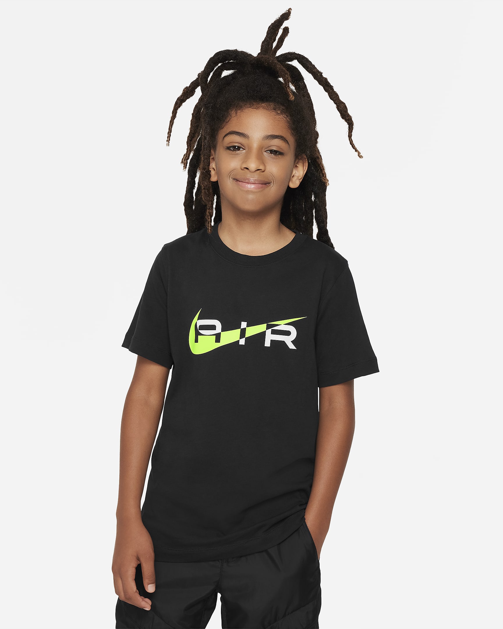 Nike Air Older Kids' (Boys') T-Shirt - Black/Volt