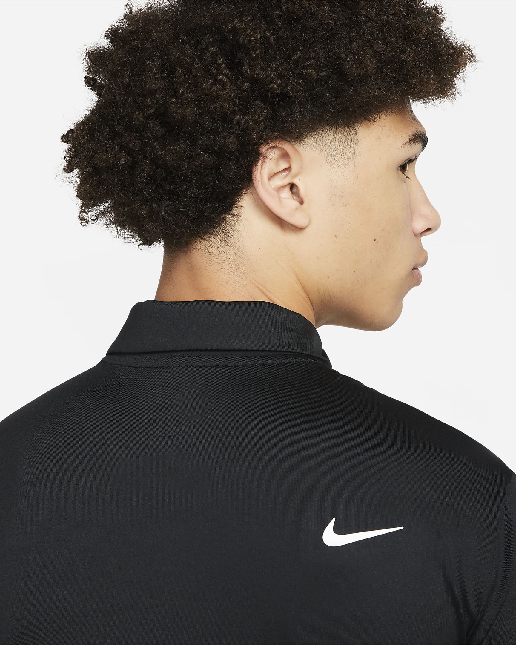 Pánská jednobarevná golfová polokošile Nike Dri-FIT Tour - Černá/Bílá