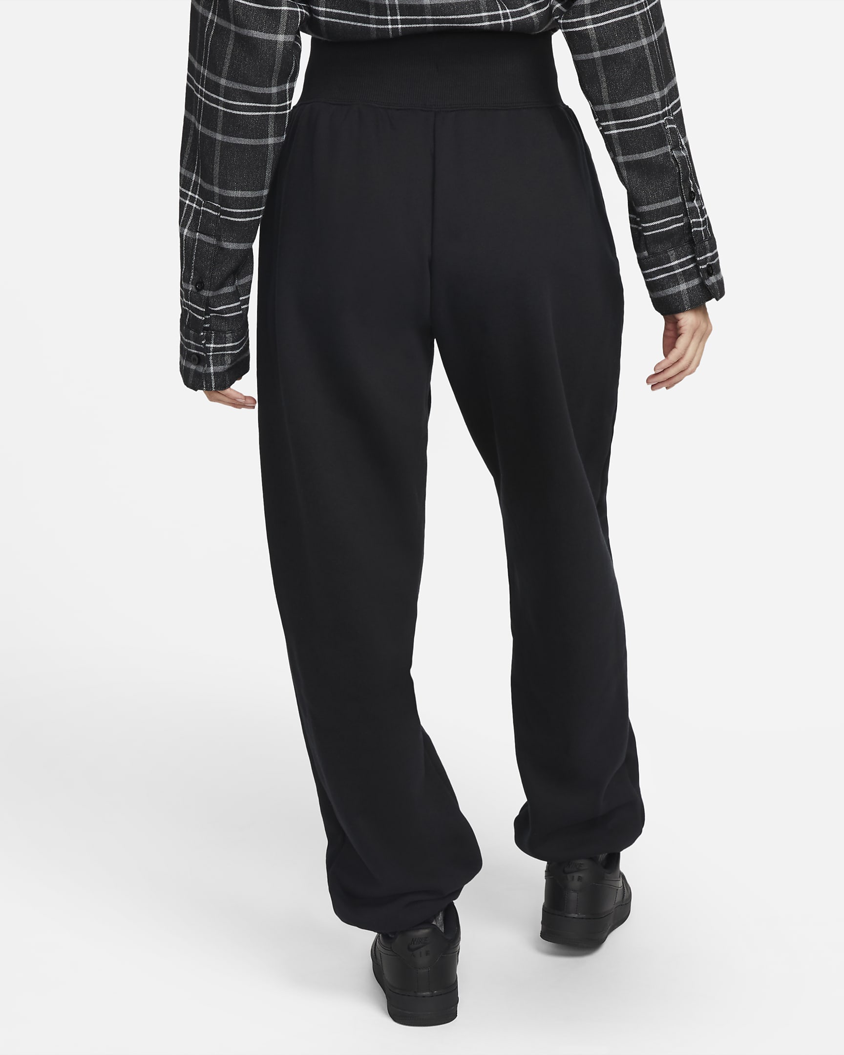 Pants de entrenamiento oversized de tiro alto para mujer Nike Sportswear Phoenix Fleece - Negro/Vela