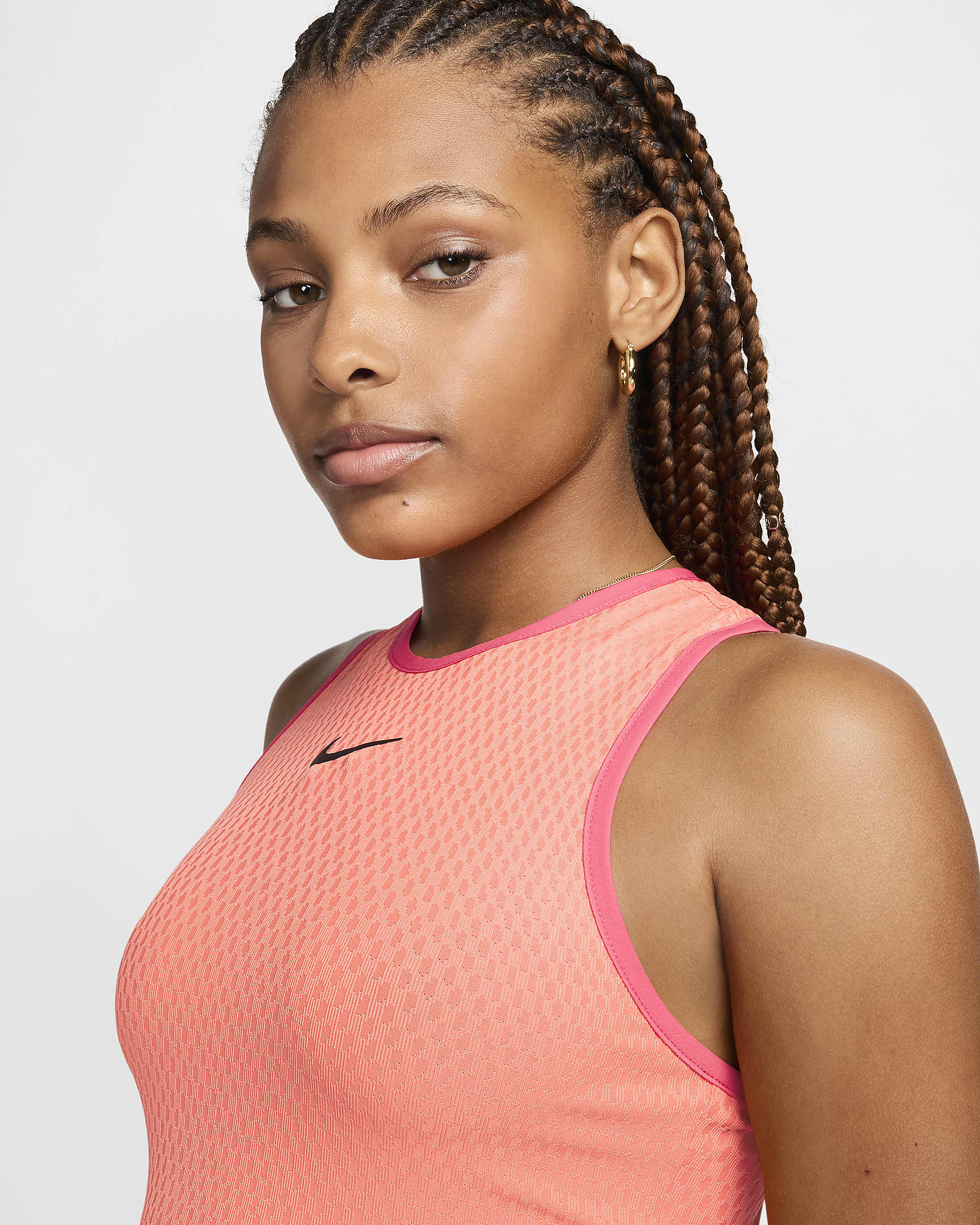 NikeCourt Slam Women's Dri-FIT Tennis Tank Top - Light Wild Mango/Aster Pink/Aster Pink/Black