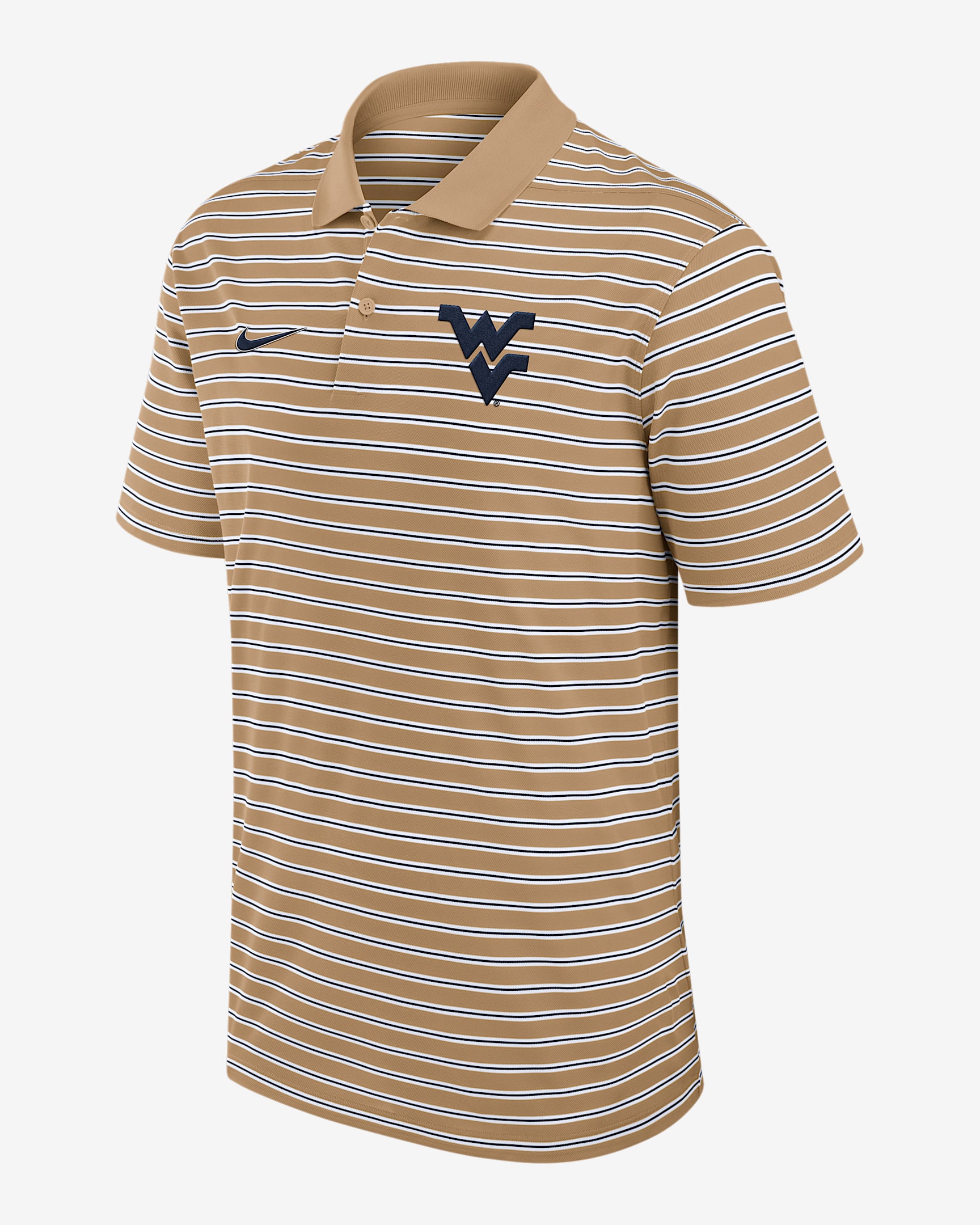 West Virginia Athletic Prep Striped Men's Nike Dri-FIT College Polo - Tan/Beige
