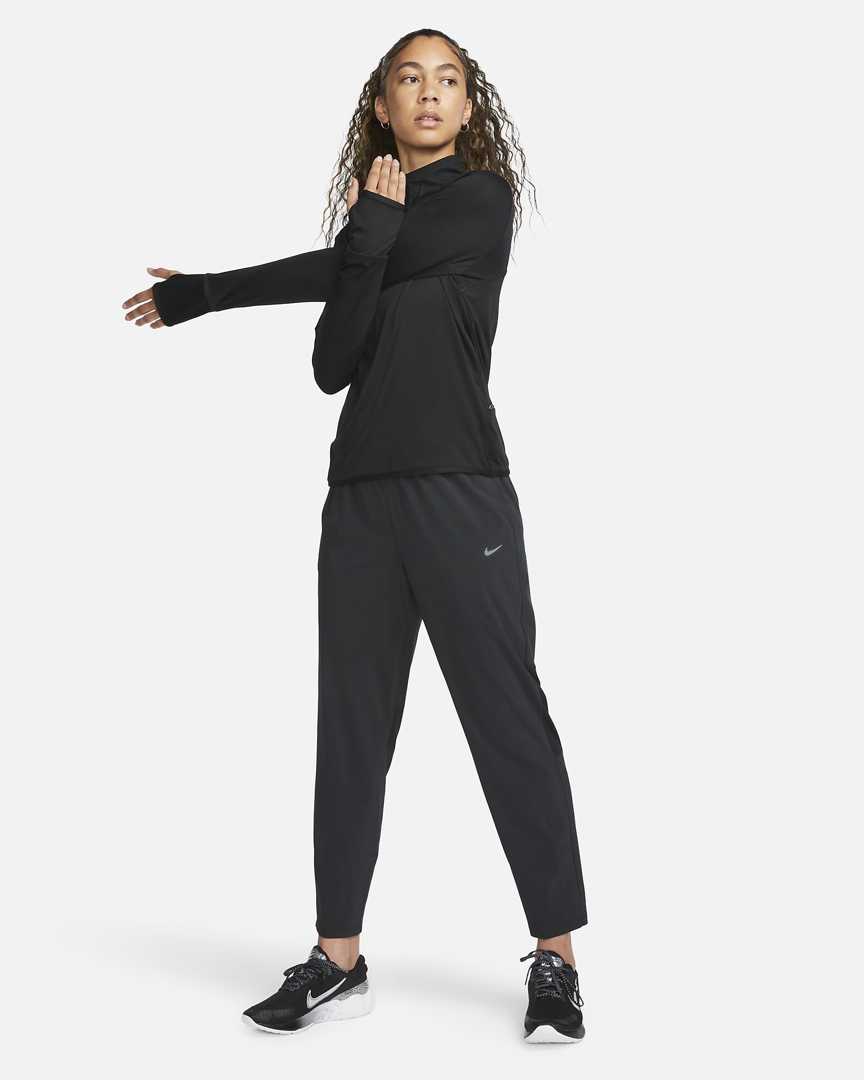 Pants de correr de tiro medio de 7/8 para mujer Nike Dri-FIT Fast - Negro