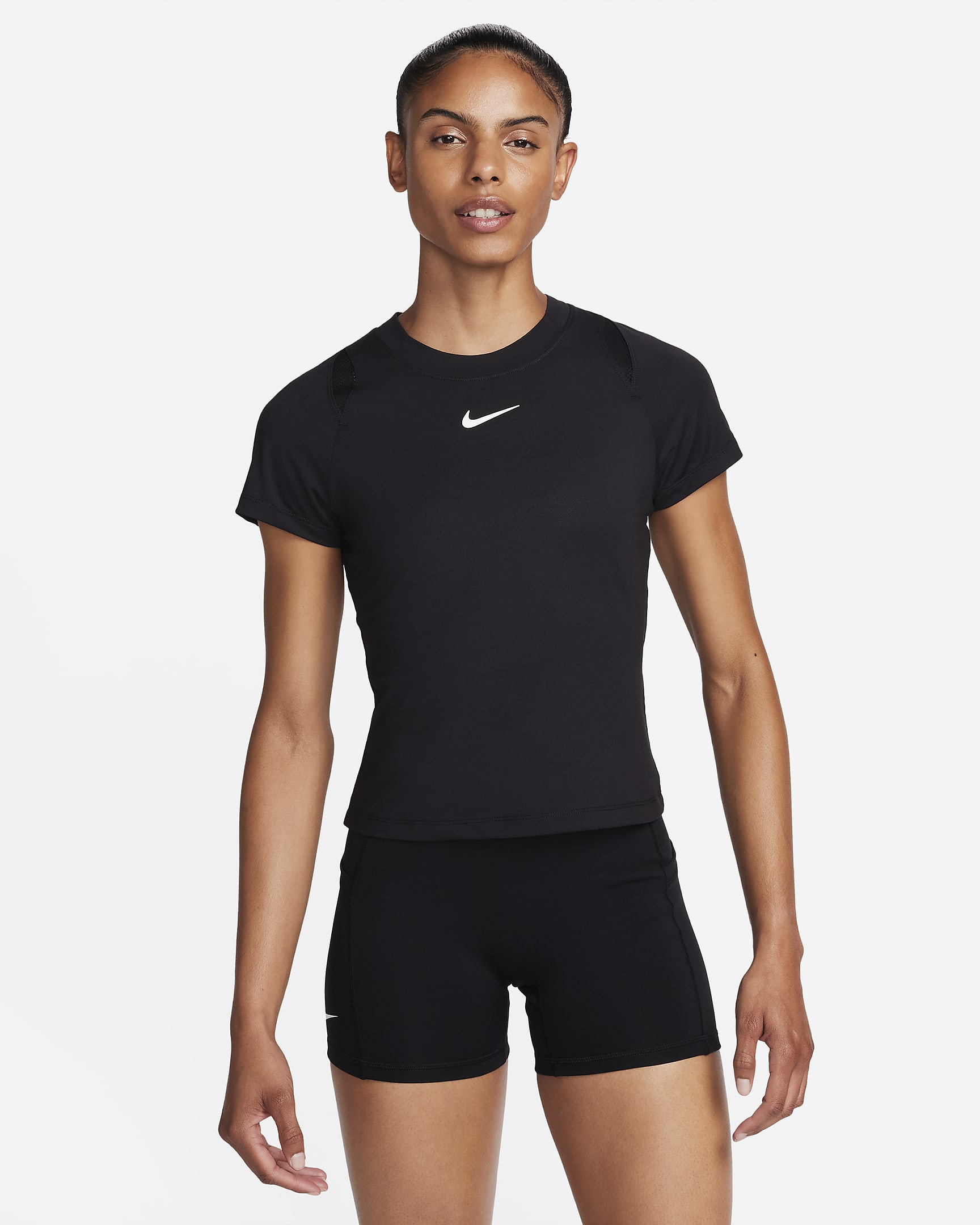 NikeCourt Advantage Women's Dri-FIT Short-Sleeve Tennis Top - Black/Black/Black/White