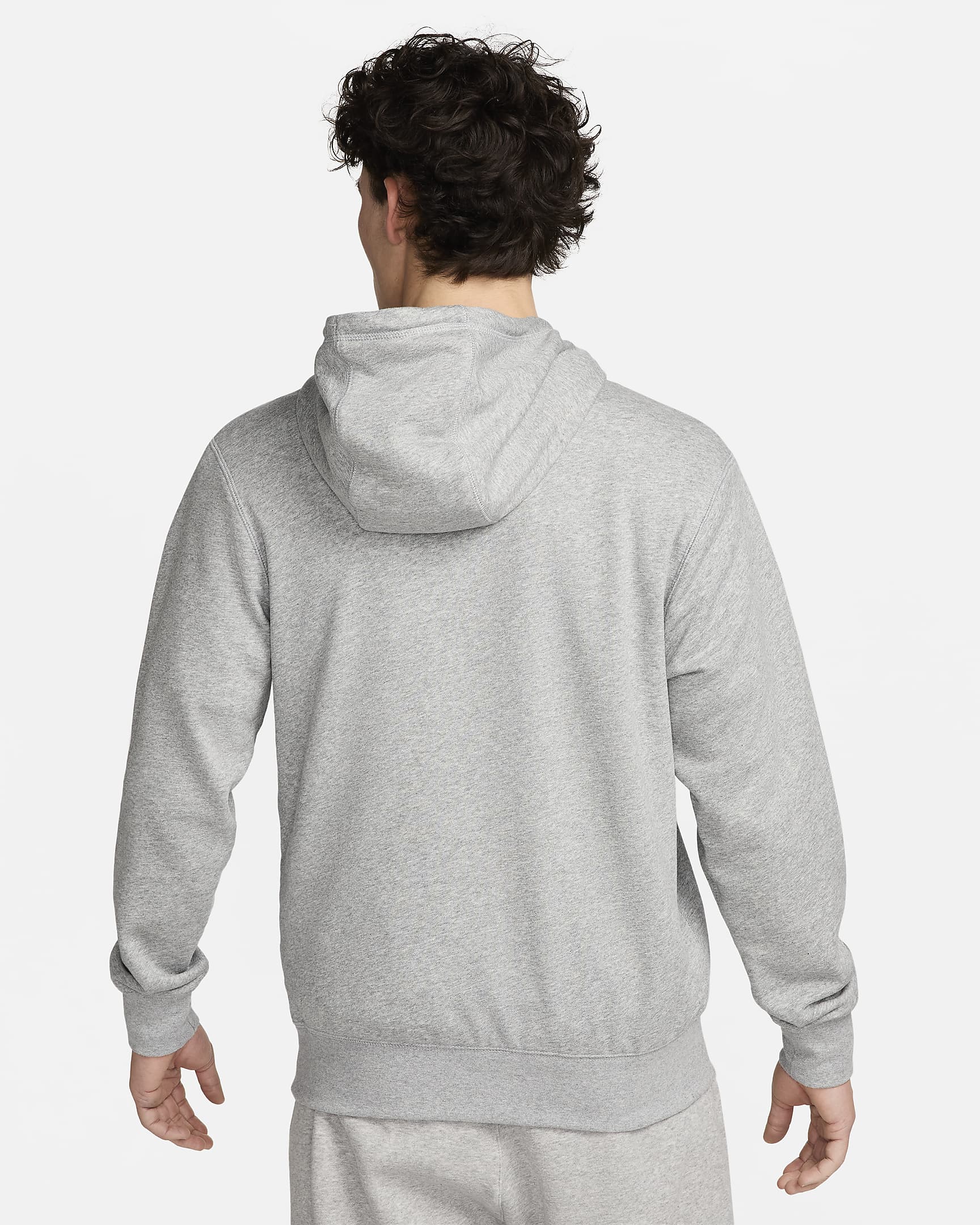 Nike Club Fleece Men's French Terry Pullover Hoodie - Dark Grey Heather/Light Smoke Grey