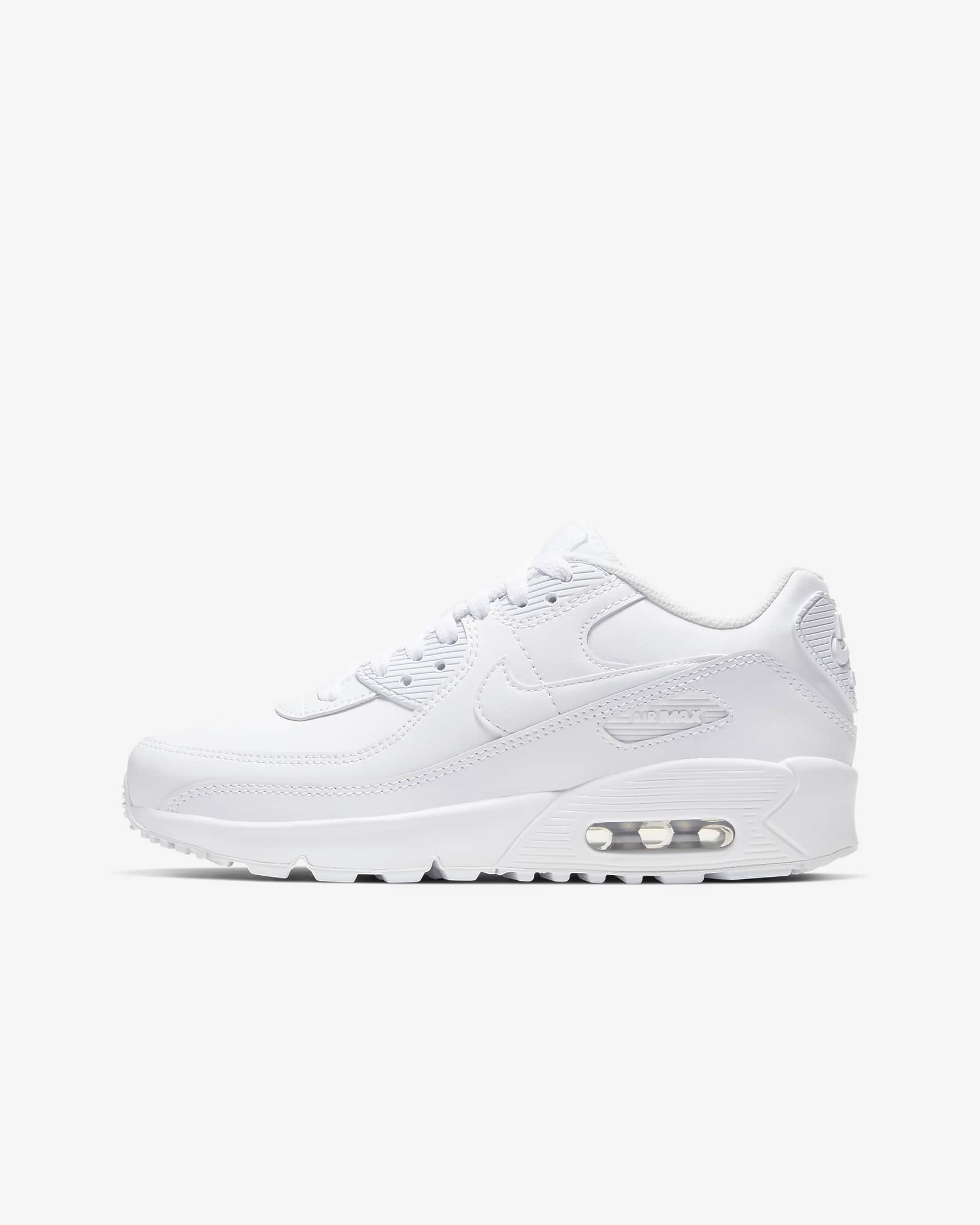 Tenis para niños grandes Nike Air Max 90 LTR - Blanco/Plata metalizado/Blanco/Blanco