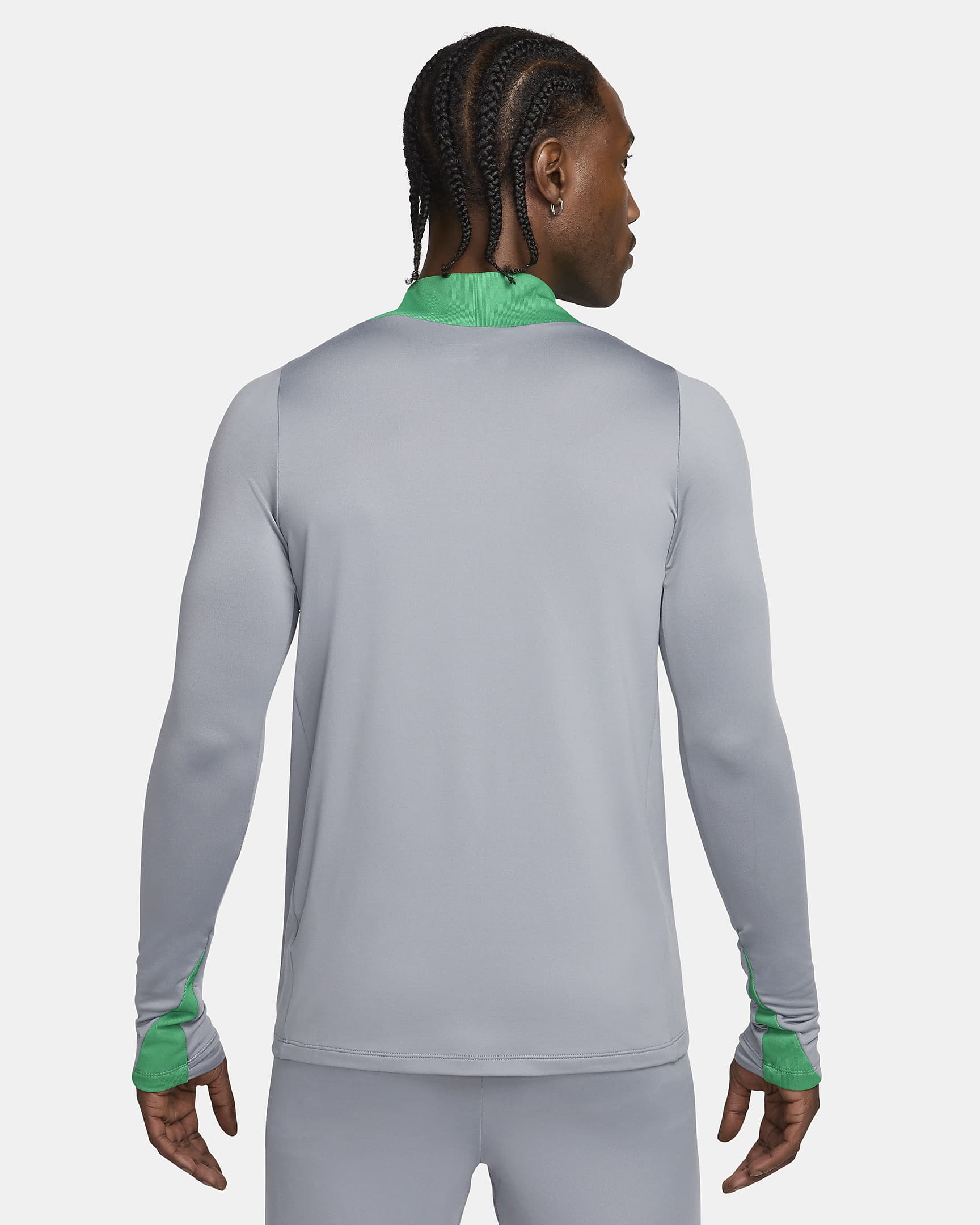 Nigéria Strike Nike Dri-FIT férfi futballedzőfelső - Cool Grey/Lucky Green/Fehér