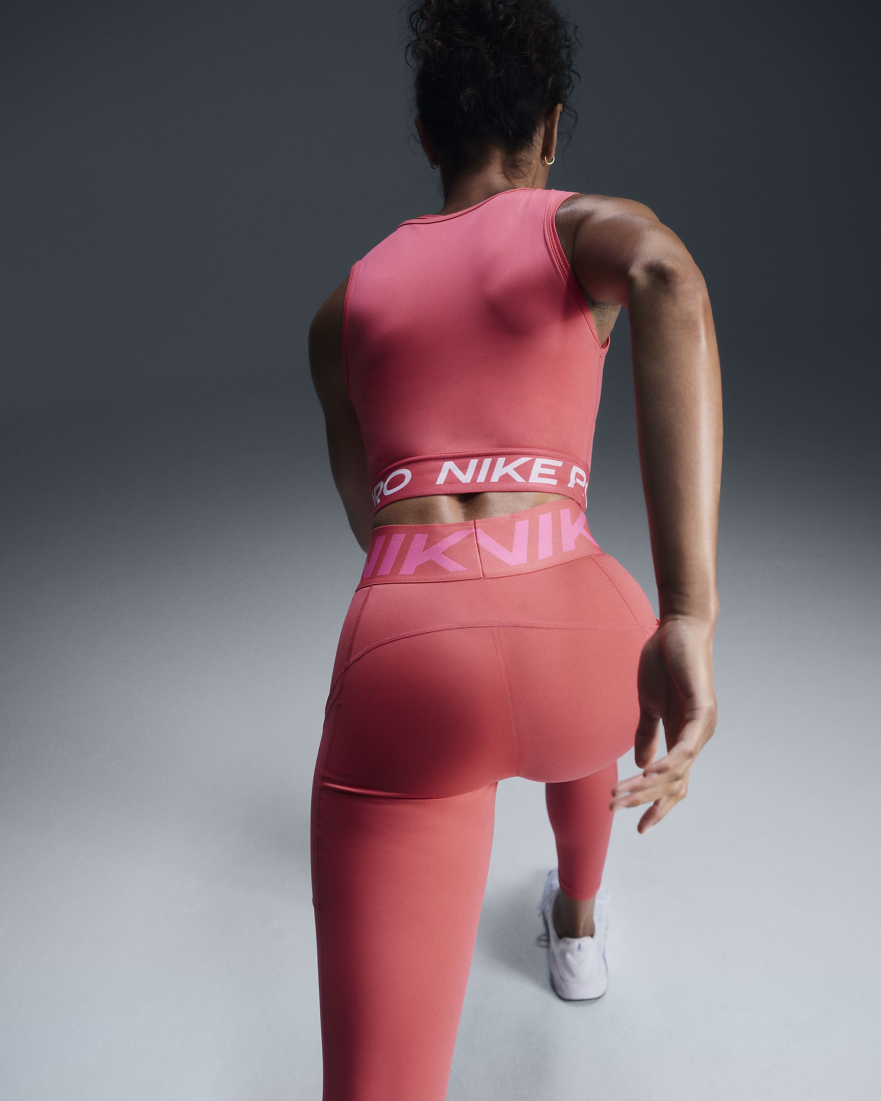 Nike Pro Sculpt Women's High-Waisted 7/8 Leggings with Pockets - Aster Pink/White