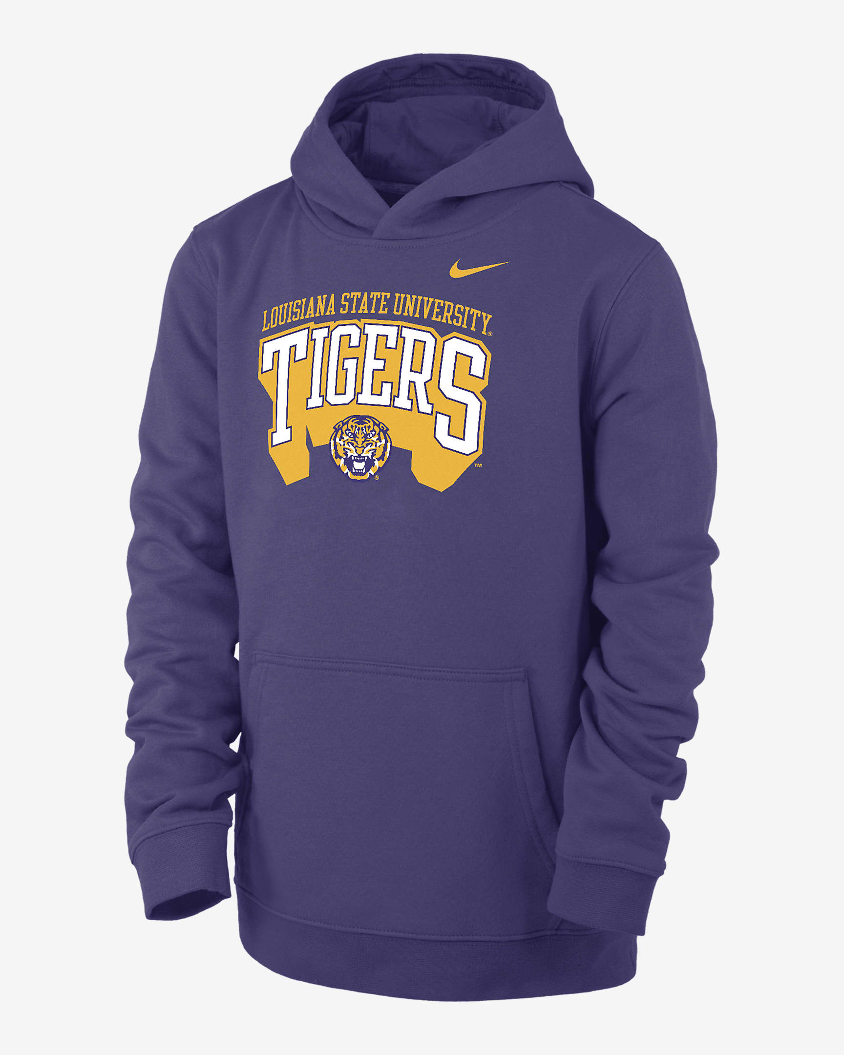 LSU Club Fleece Big Kids' (Boys') Nike College Pullover Hoodie - New Orchid