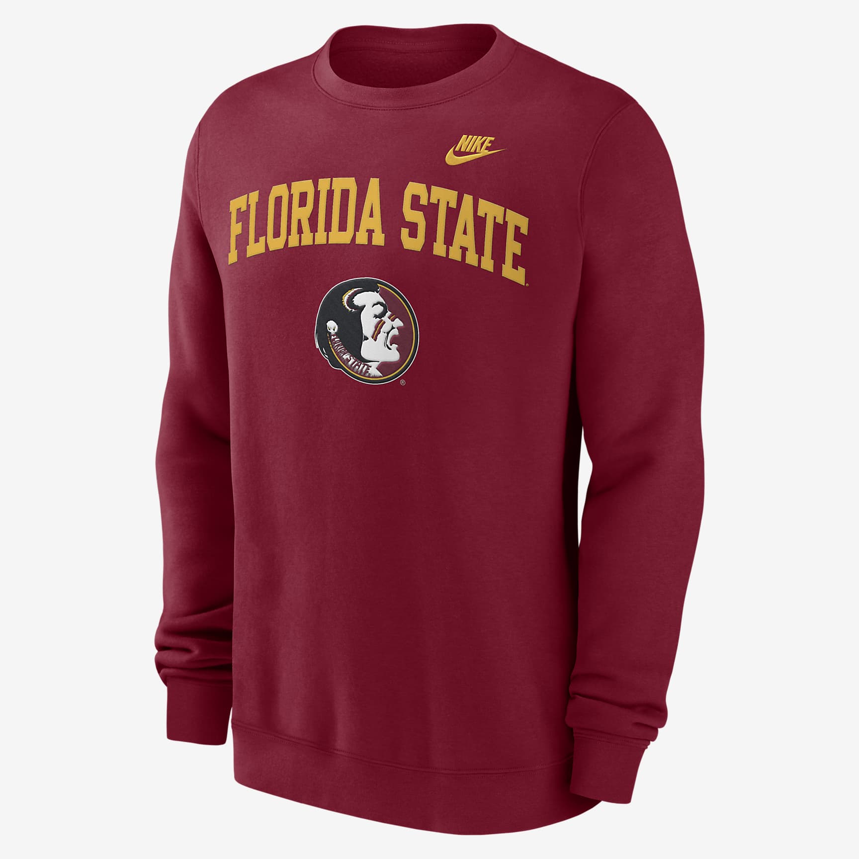 Florida State Seminoles Legacy Classic Arch Over Logo Men's Nike College Pullover Crew - Team Crimson