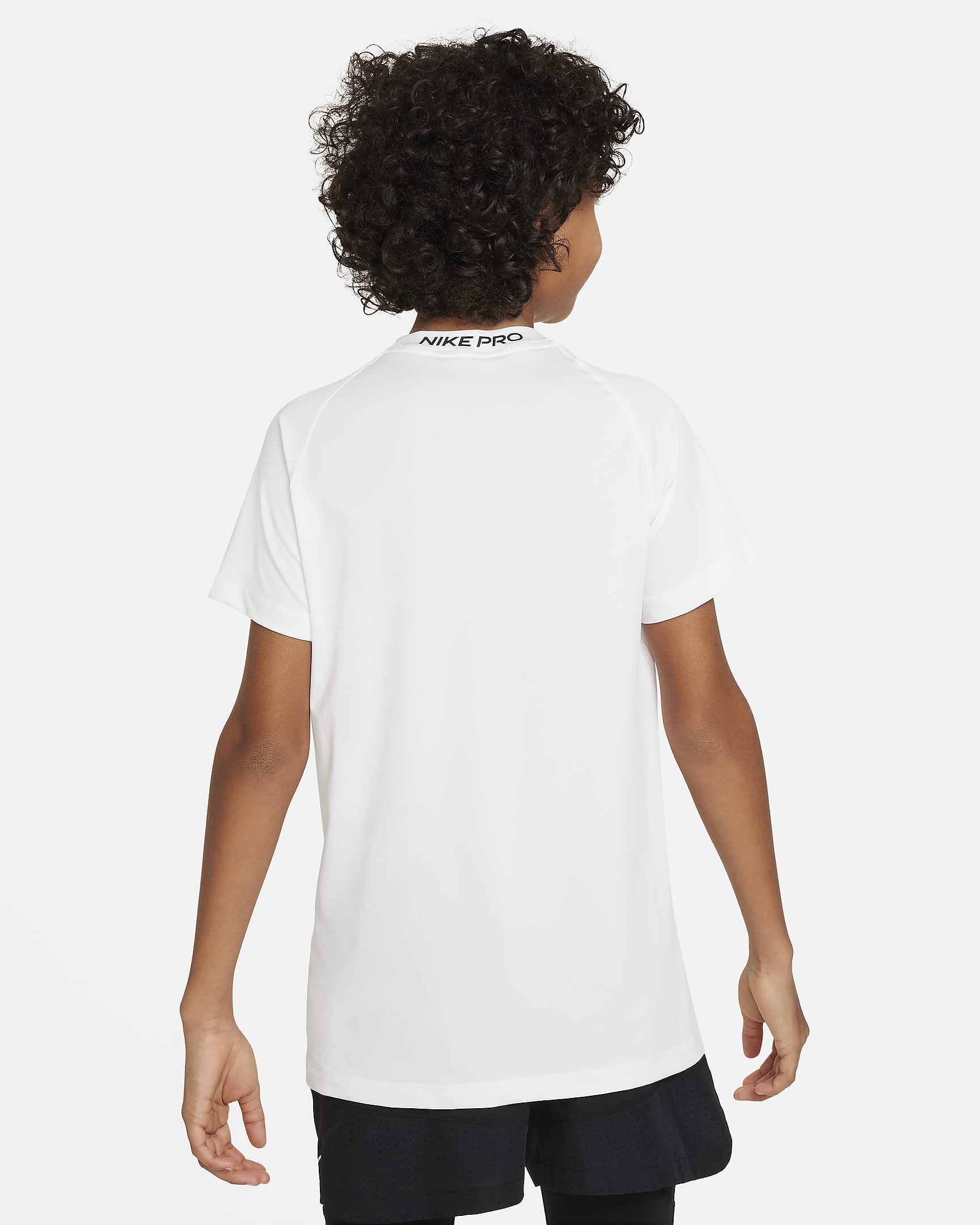 Playera de manga corta Dri-FIT para niño talla grande Nike Pro - Blanco/Negro