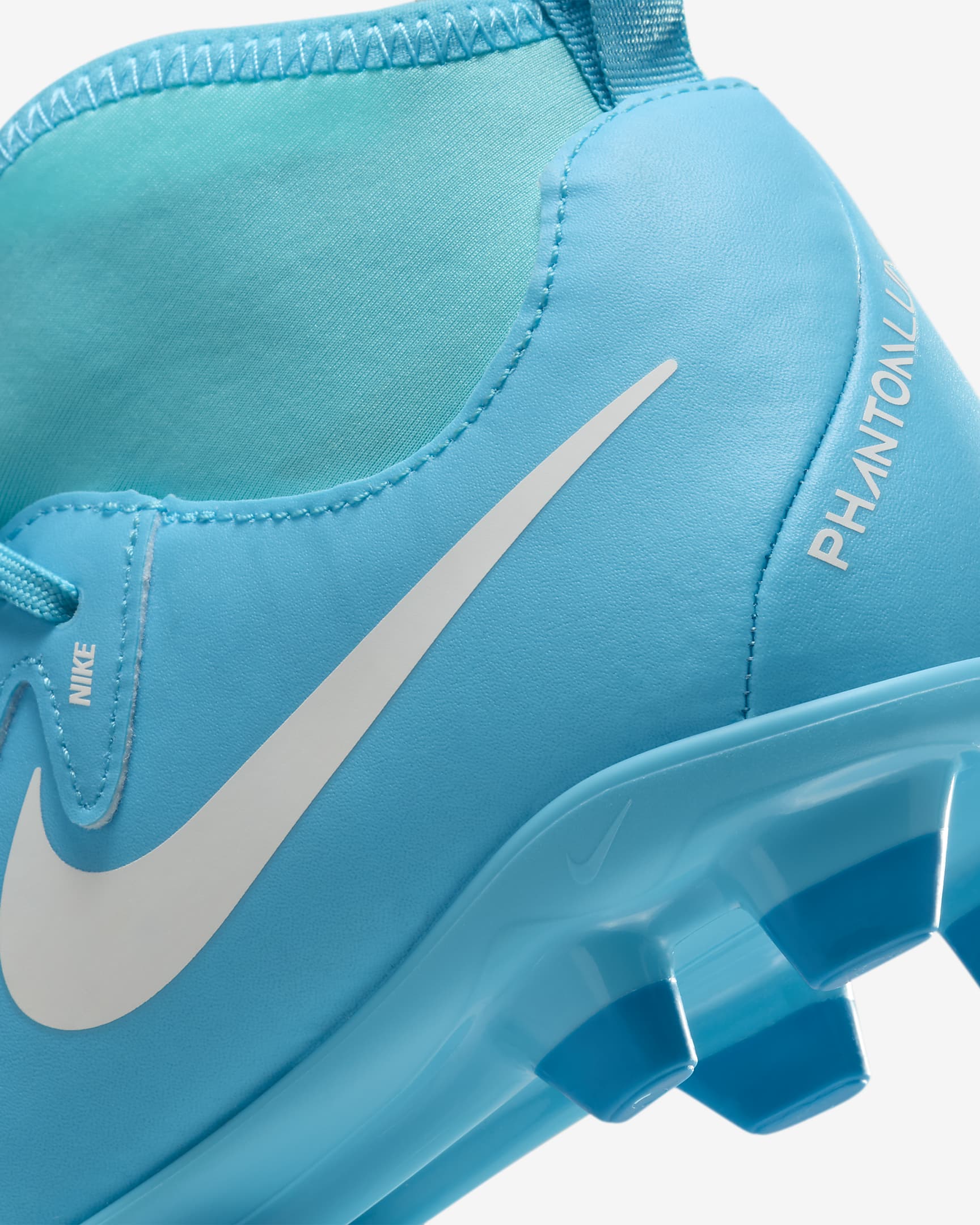 รองเท้าสตั๊ดฟุตบอลหุ้มข้อสูงเด็กเล็ก/เด็กโต MG Nike Jr. Phantom Luna 2 Club - Blue Fury/ขาว