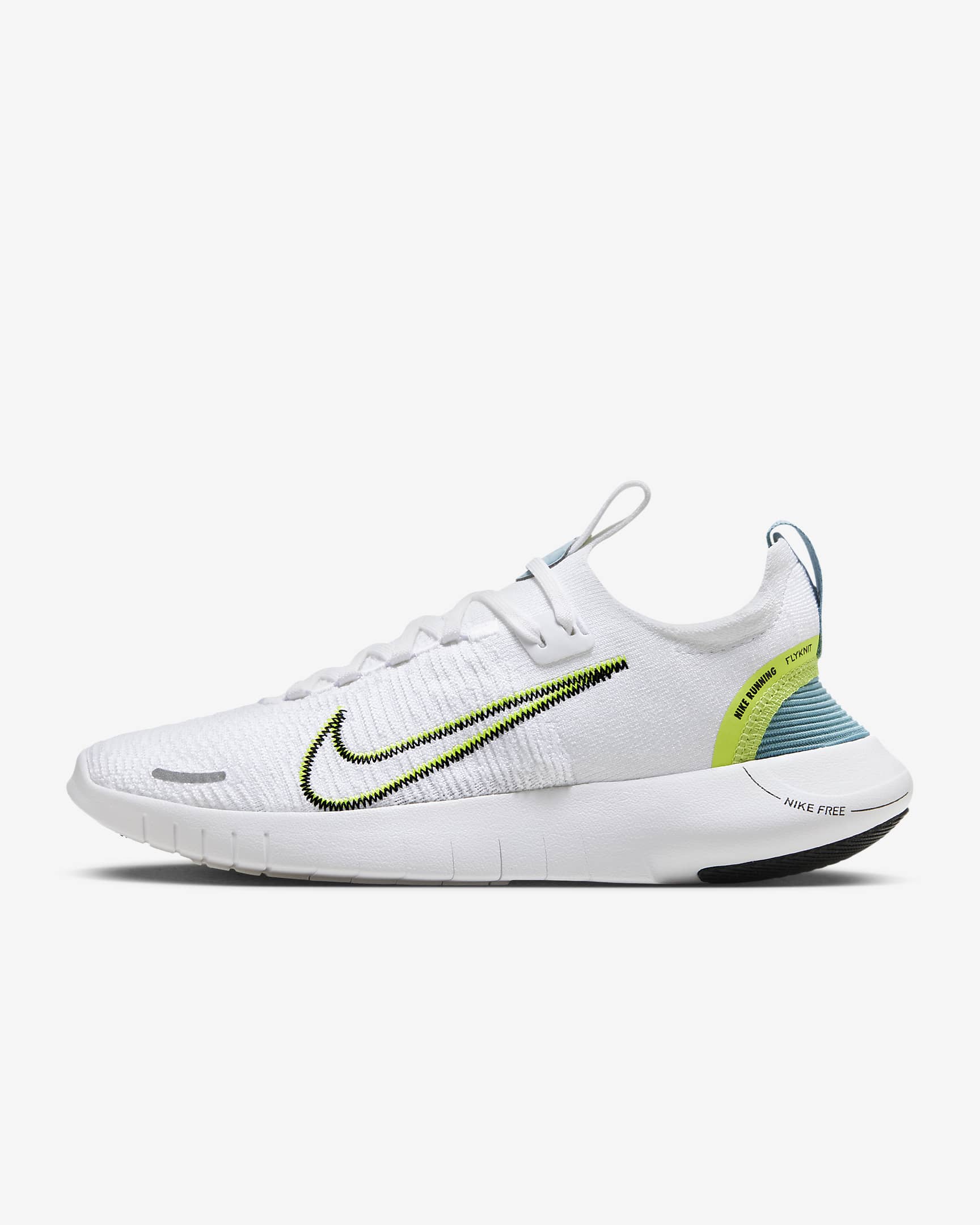 Nike Free RN NN Women's Road Running Shoes - White/Denim Turquoise/Cyber/Black