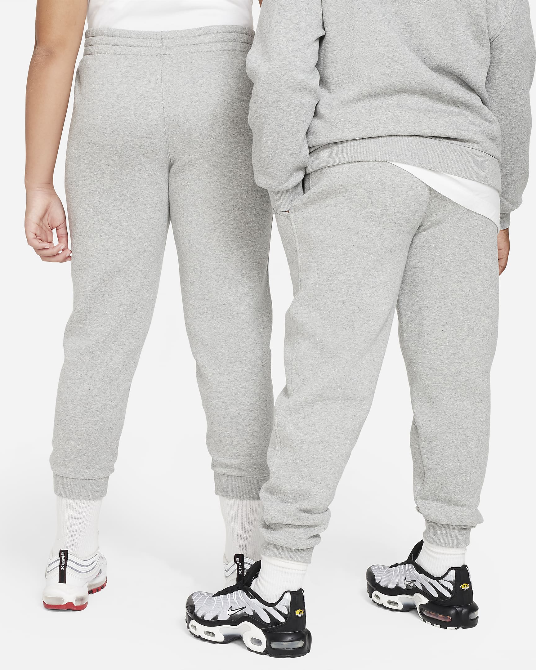 Pantaloni jogger Nike Sportswear Club Fleece (Taglia grande) – Ragazzo/a - Dark Grey Heather/Base Grey/Bianco