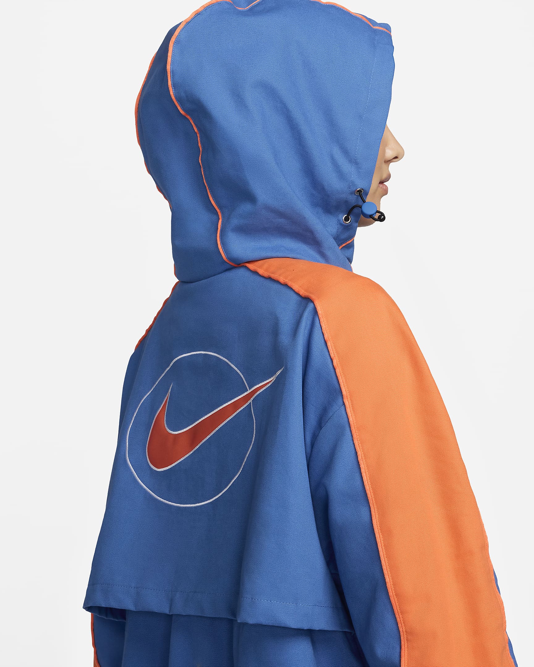 Nike Sportswear Street Women's Oversized Anorak Jacket - Star Blue/Bright Mandarin/Bright Mandarin/White