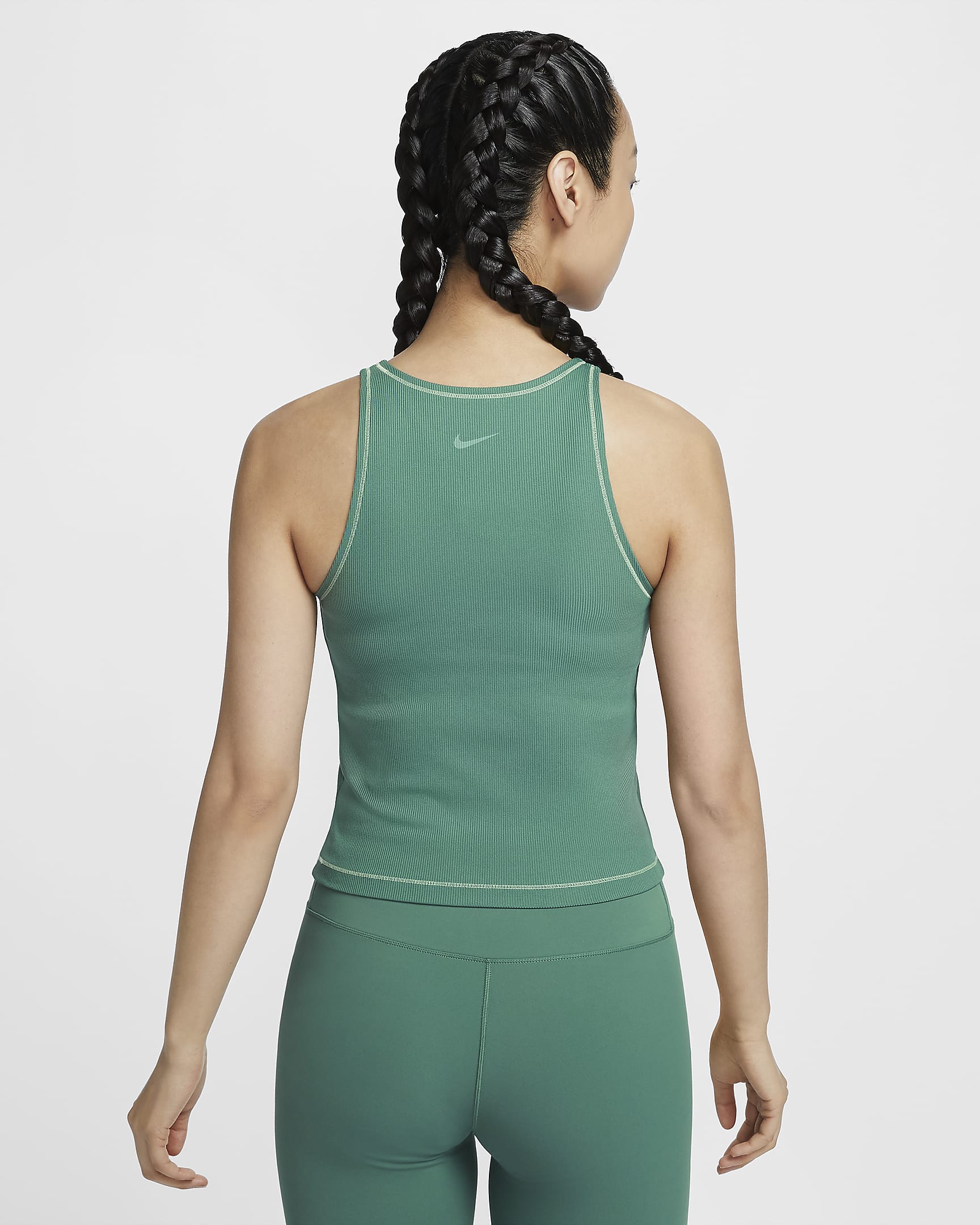 Nike One Fitted Women's Dri-FIT Ribbed Tank Top - Bicoastal/Vapour Green/White