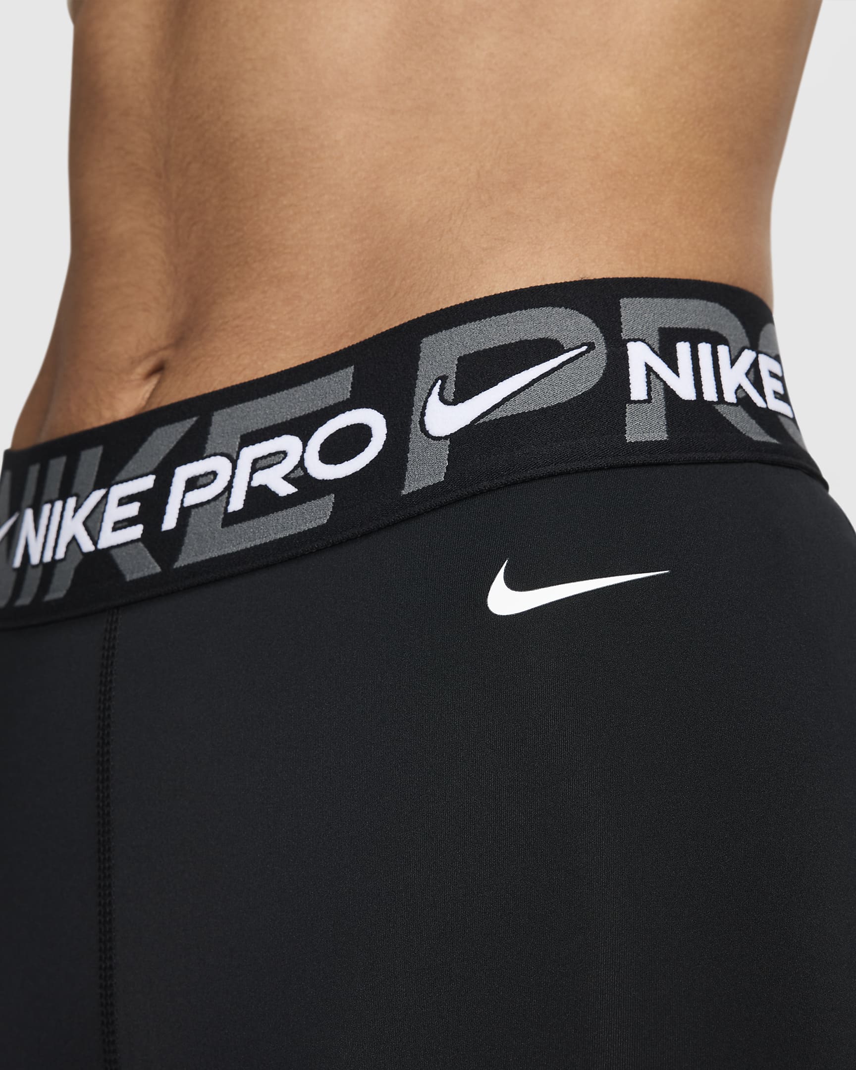 Nike Pro Women's Mid-Rise 3" Graphic Biker Shorts - Black/Iron Grey/White/White