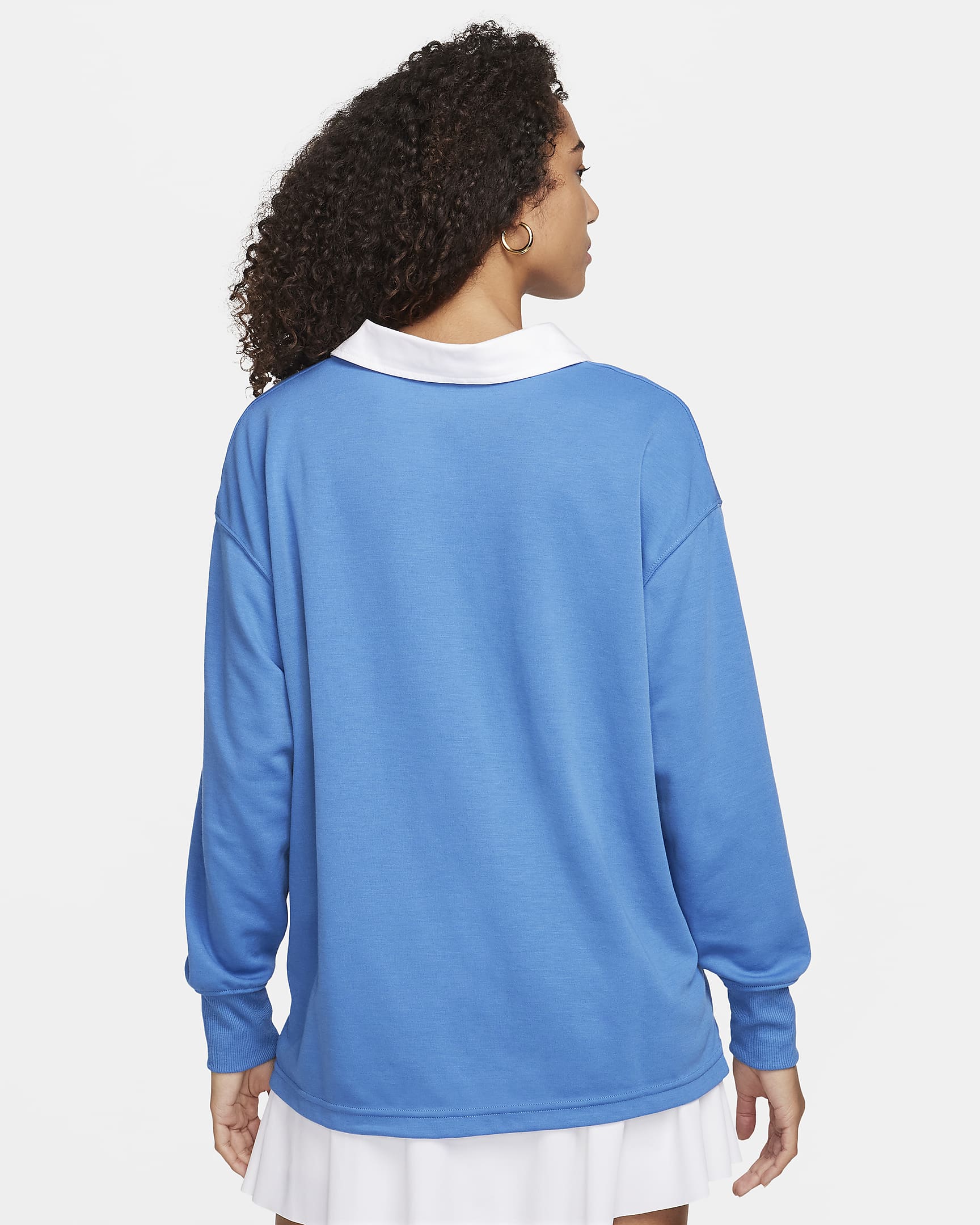 Nike Sportswear Essential Women's Oversized Long-Sleeve Polo - Star Blue/White